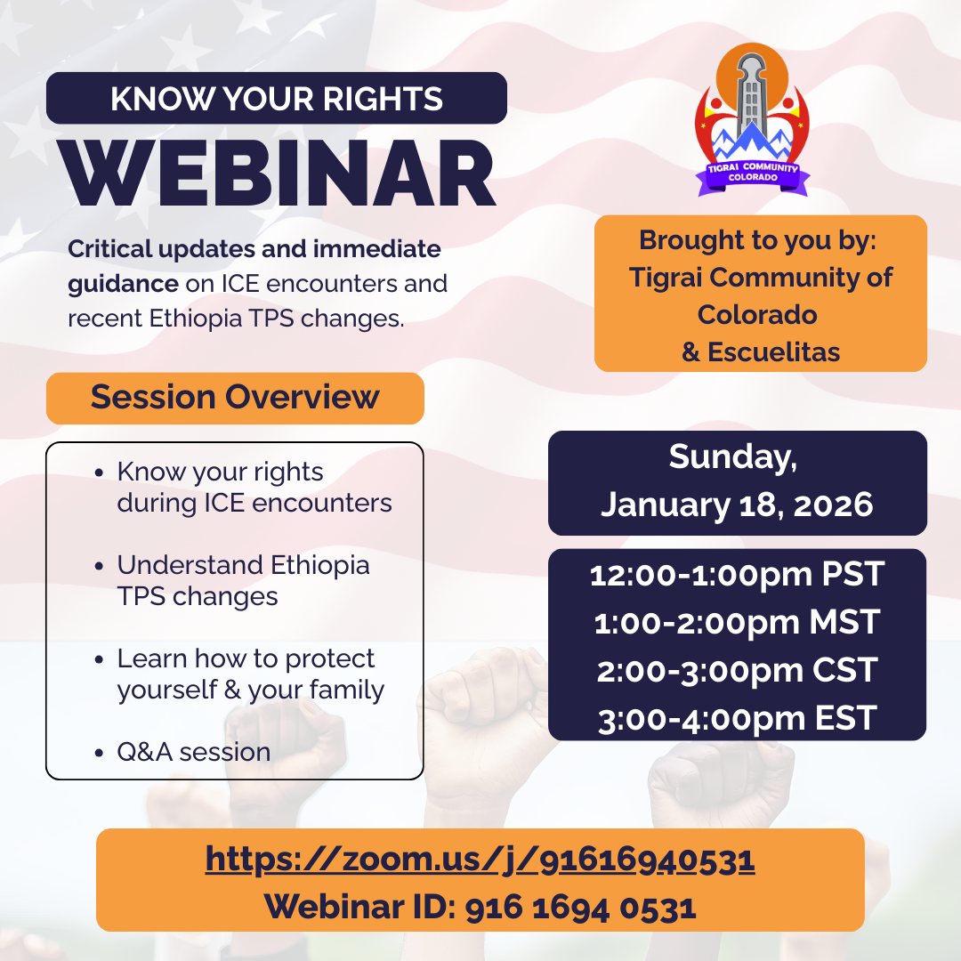 🚨 Know Your Rights:... - Tigrai Community of Colorado | Facebook