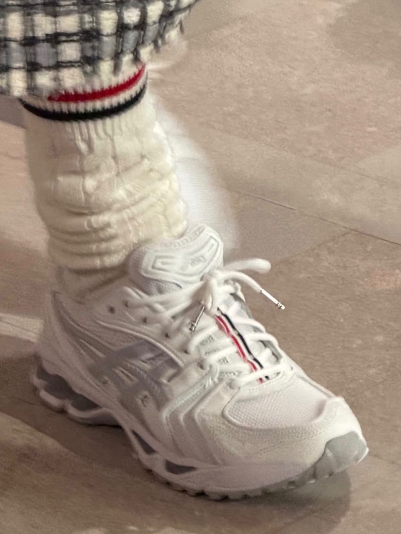 That white colorway of the Thom Browne ASICS Gel-Kayano 14 is so 