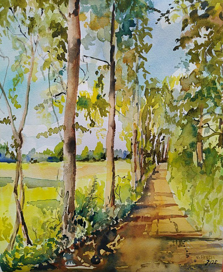 Nocturne by the fishing village Watercolour 57 cm X 39 cm July