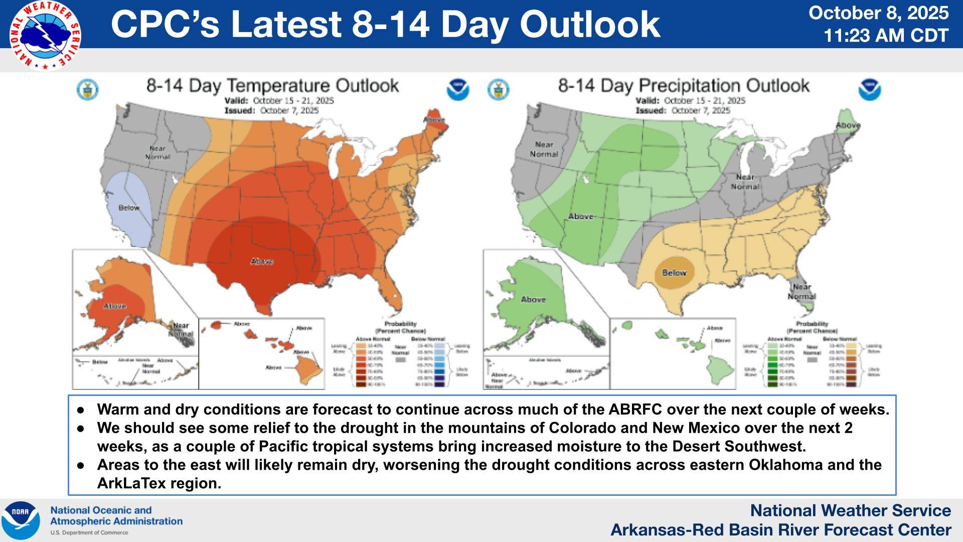 US - The latest 8-14 day outlooks from the Climate Prediction Center do ...