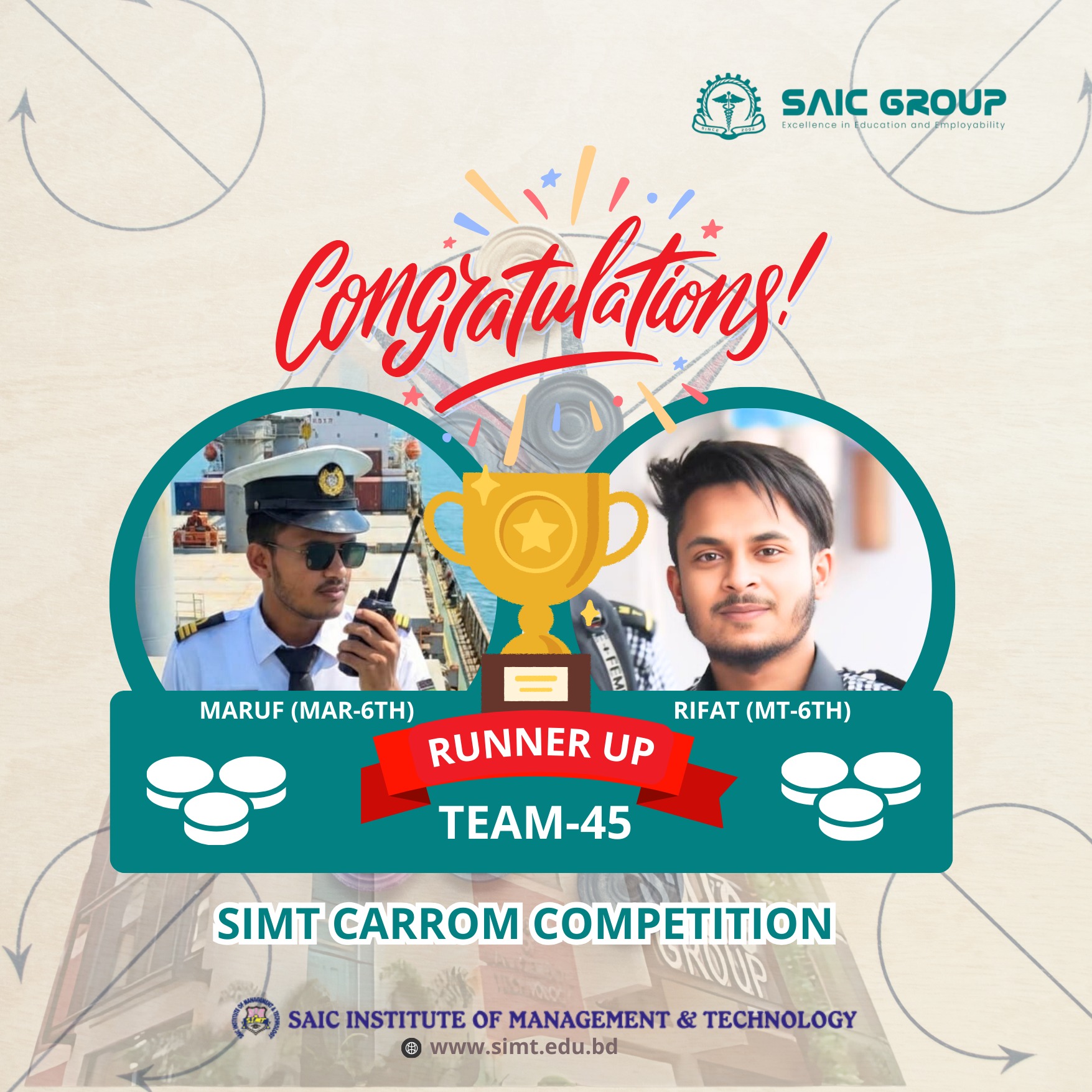 🏆 Carrom... - Saic Institute of Management & Technology-SIMT | Facebook