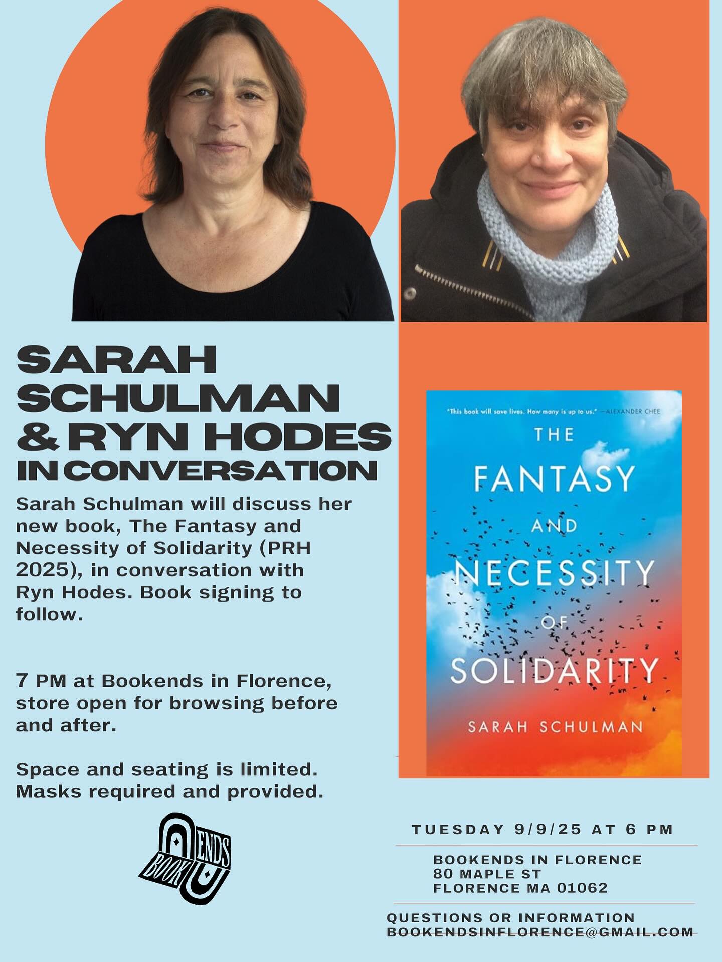 Bookends - We are excited to announce that Sarah Schulman and Ryn Hodes ...