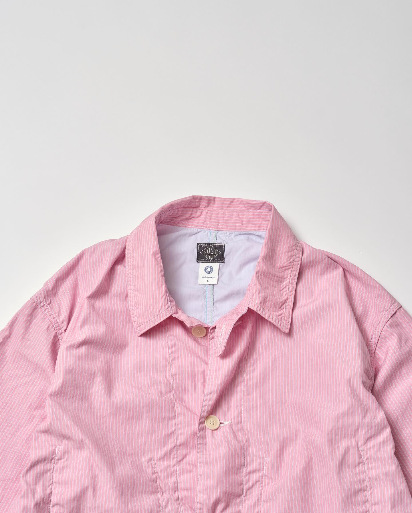 No.1 Jacket : stripe shirting x feather chambray pink stripe For