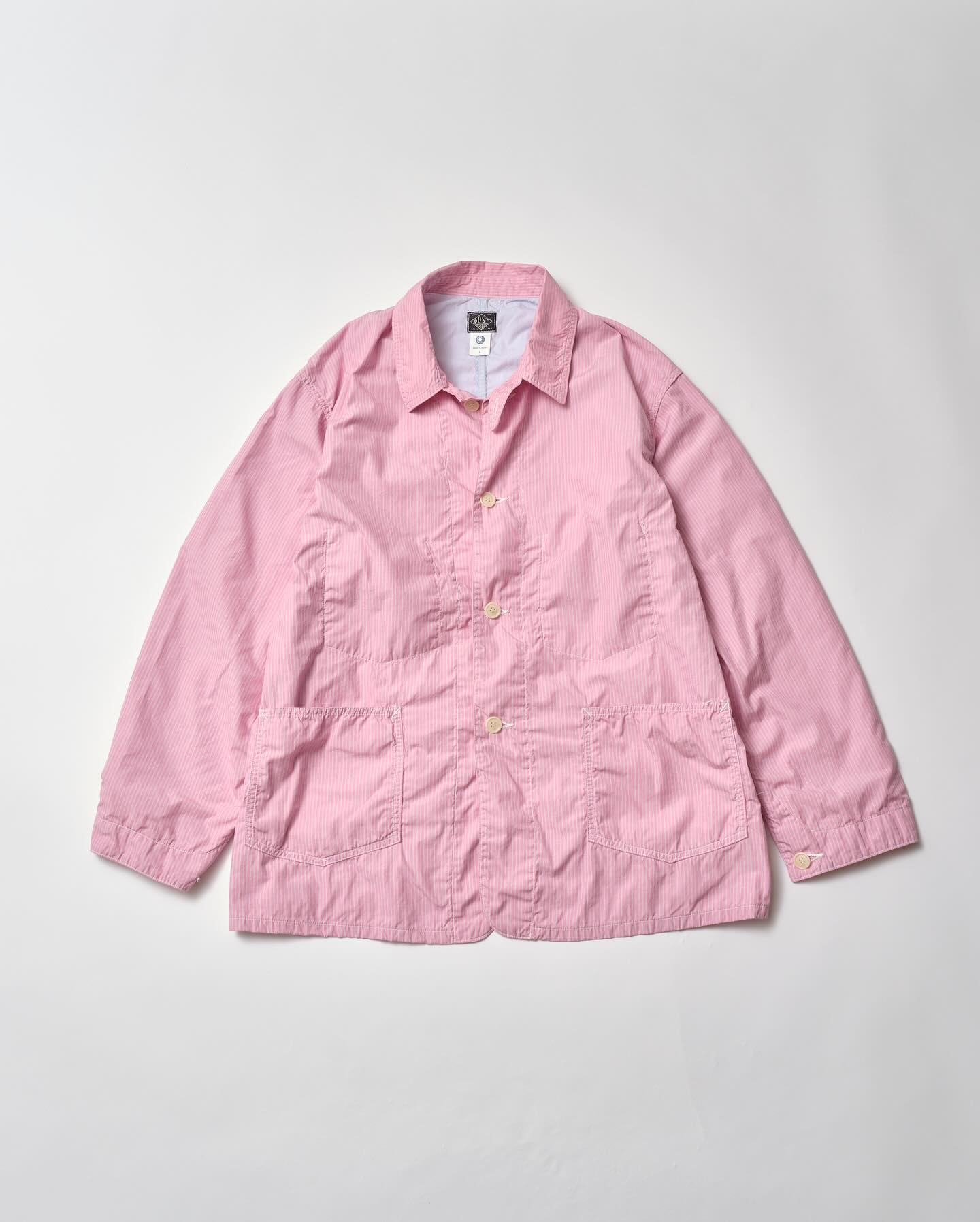 No.1 Jacket : stripe shirting x feather chambray pink stripe For