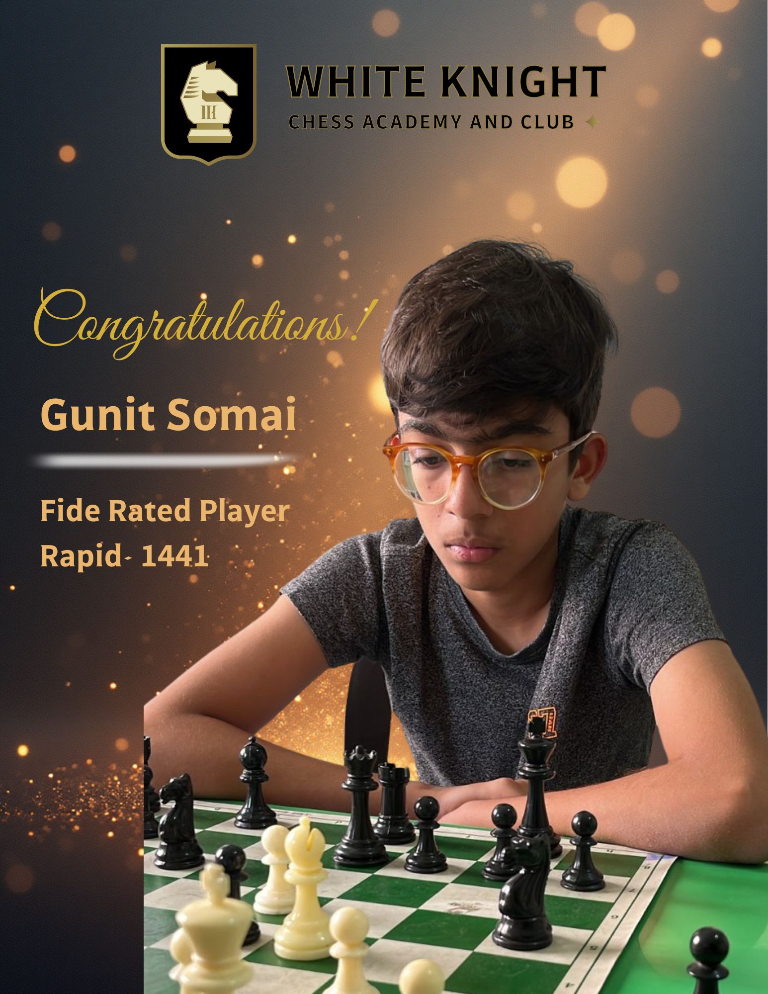 White - 🏆 FIDE RATING ALERT! 🏆 Huge congratulations to Gunit Somai for ...