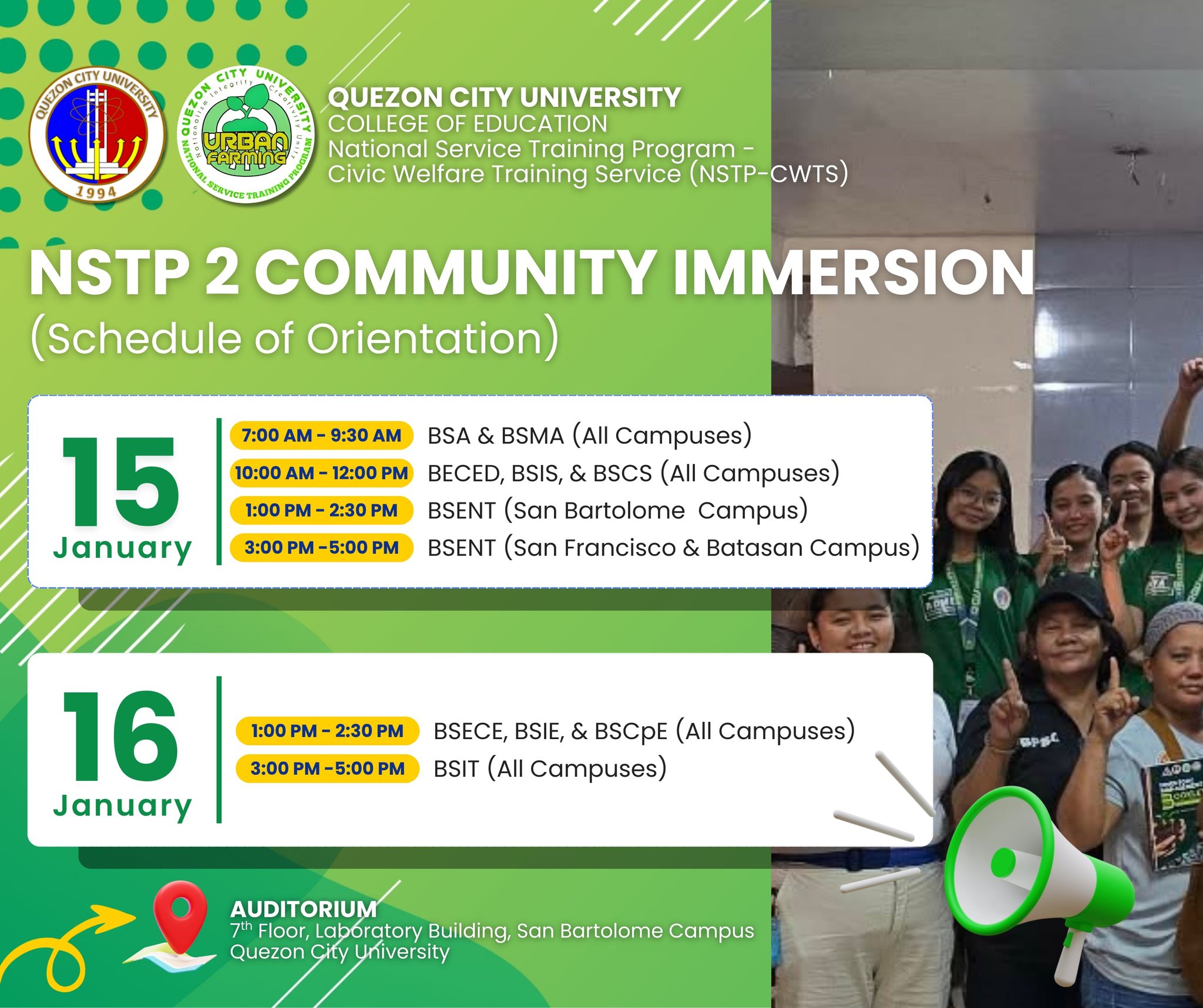 📢 NSTP 2 COMMUNITY IMMERSION... - Quezon City University | Facebook
