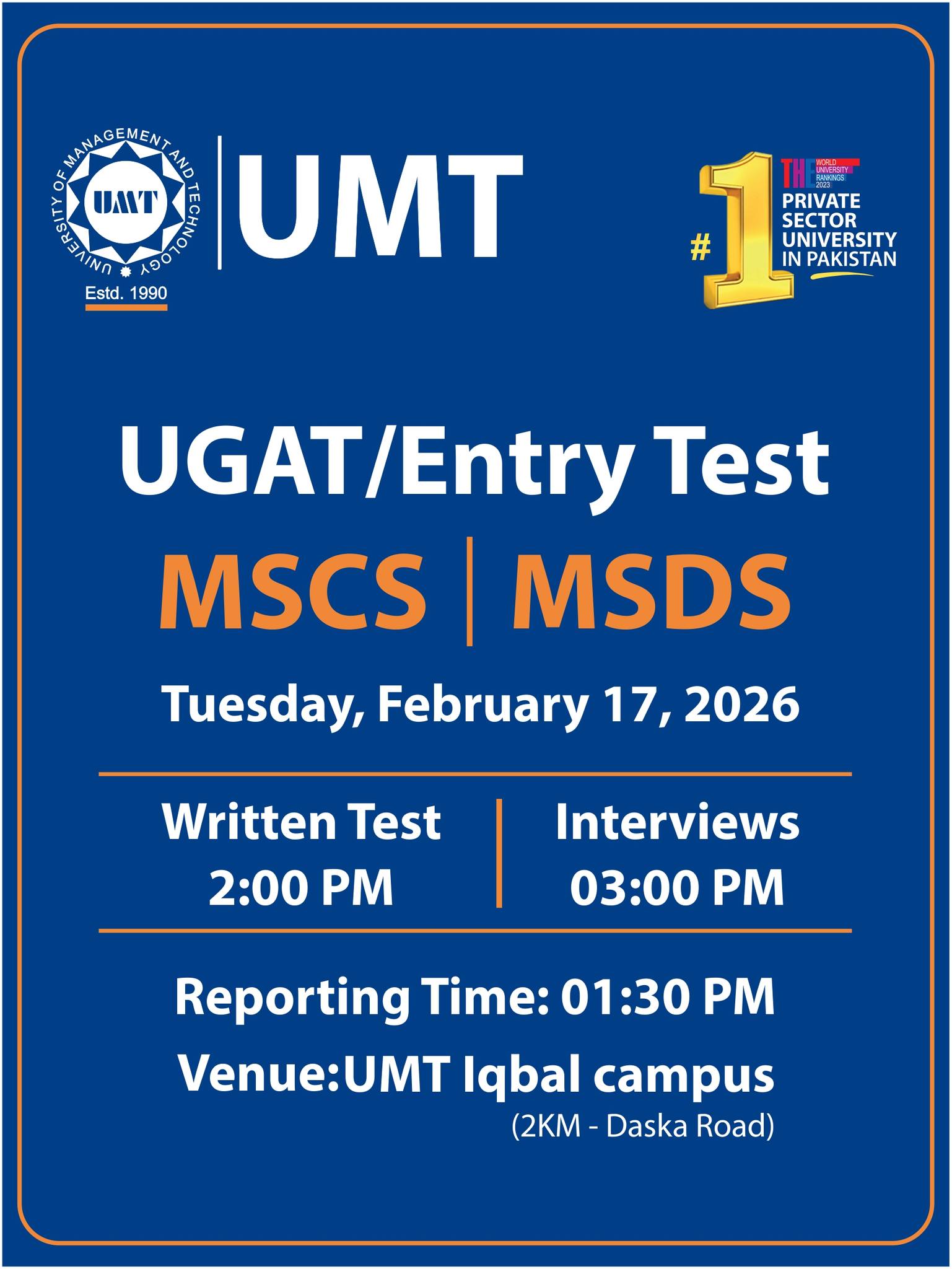 UMT - MSCS (MS Computer Science), MSDS (MS Data Science) programs UGAT ...