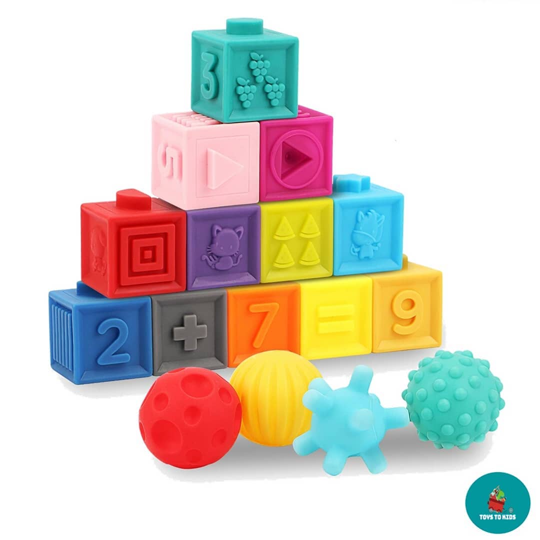 Toys to Kids - 🌈 Soft blocks apilables, incluye 4 pelotas...