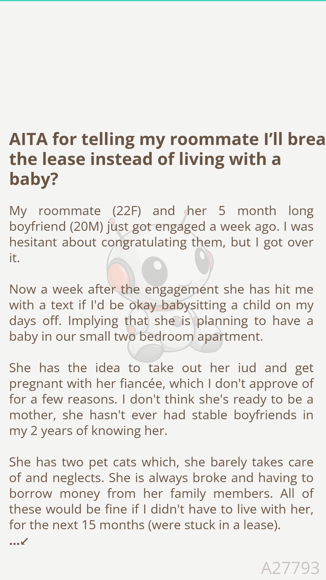 Reddit - AITA for telling 🏭 my roommate I’ll ⛄ break the lease instead ...