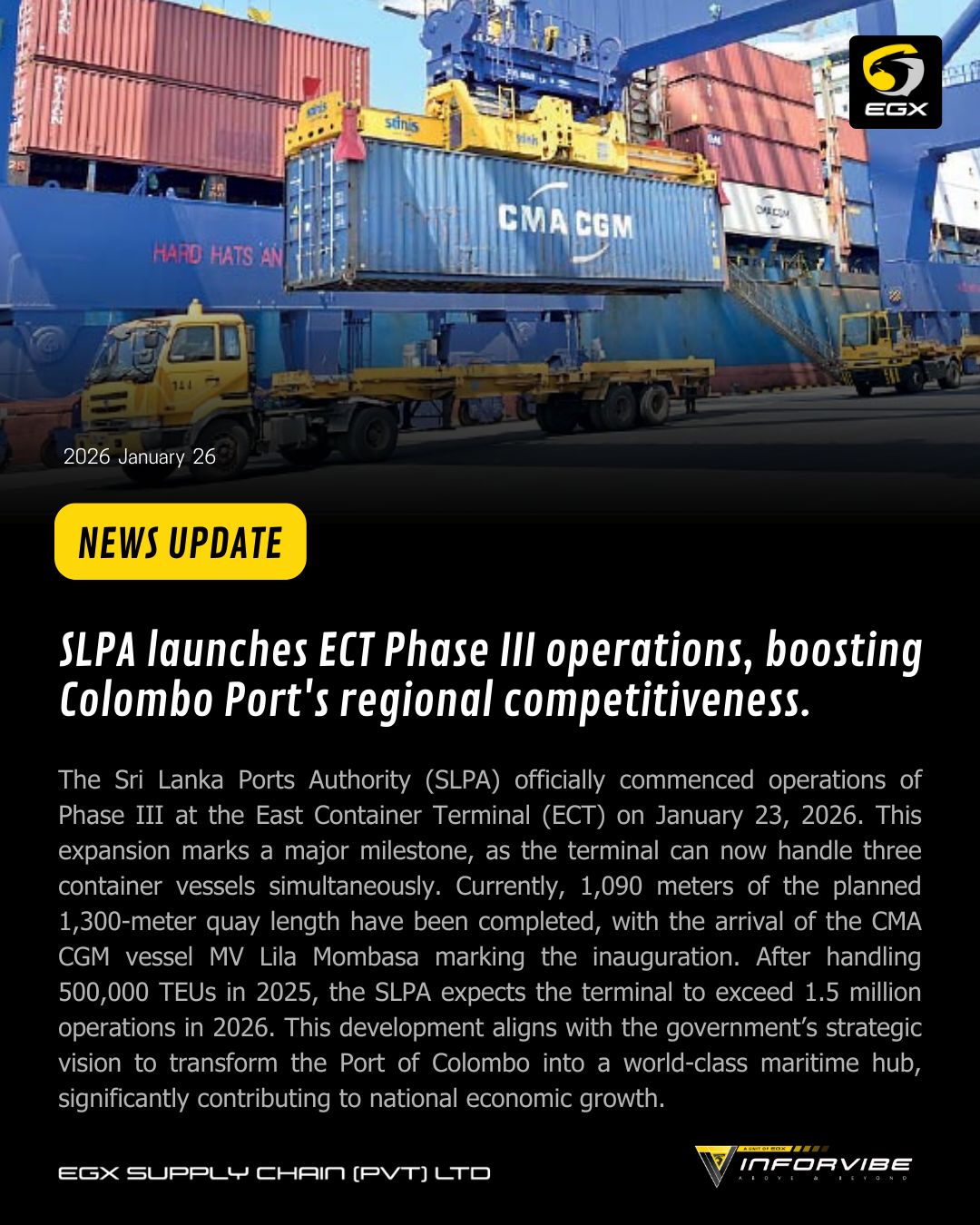 EGX - 📢 SLPA starts Phase III operations at East Container Terminal ️ ...
