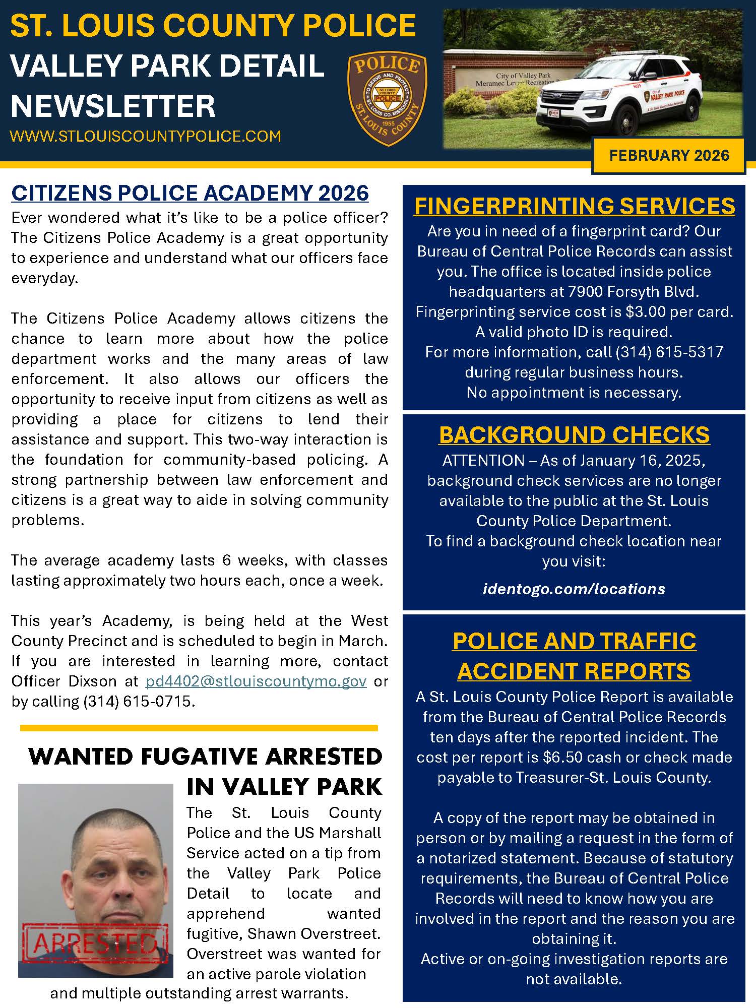 City - St. Louis County Police Valley Park Detail February 2026 ...