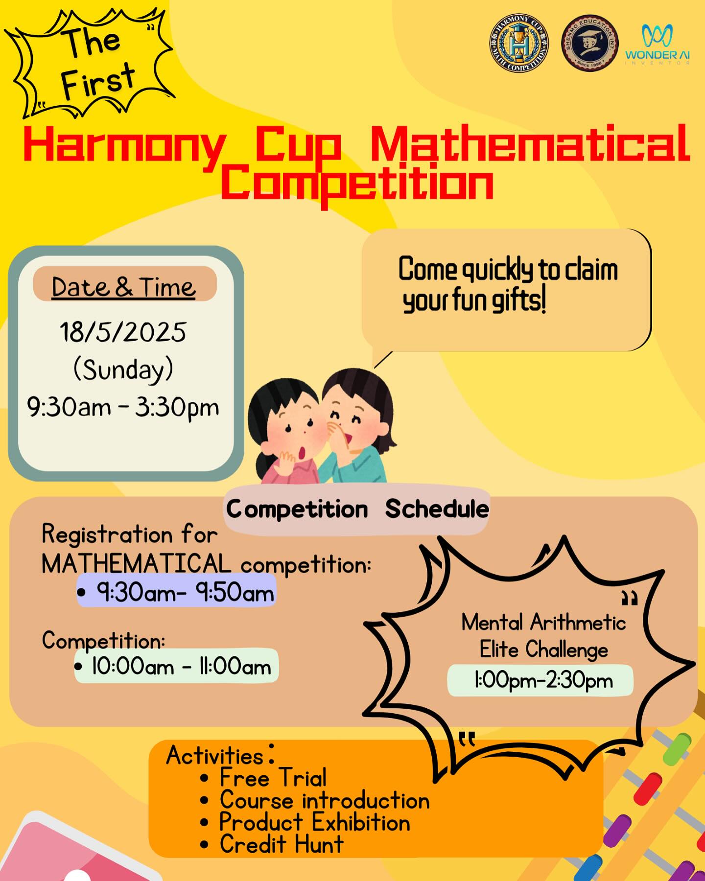 Shenmo - 📢 1st Harmony Cup Mathematical Competition🔥 📅 Date: 18th May ...