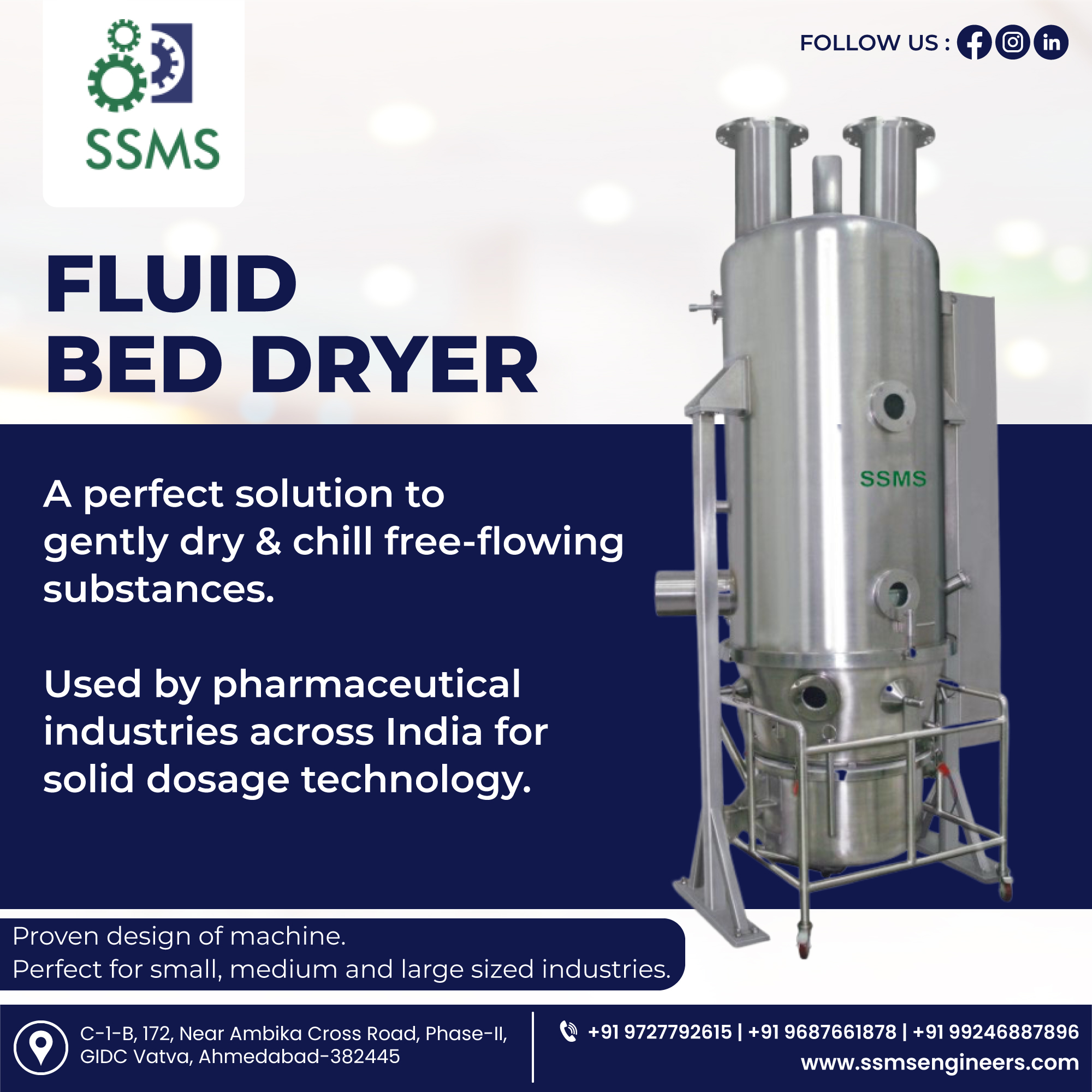 SSMS Engineers - SSMS Fluid Bed Dryer, made with stainless... | Facebook