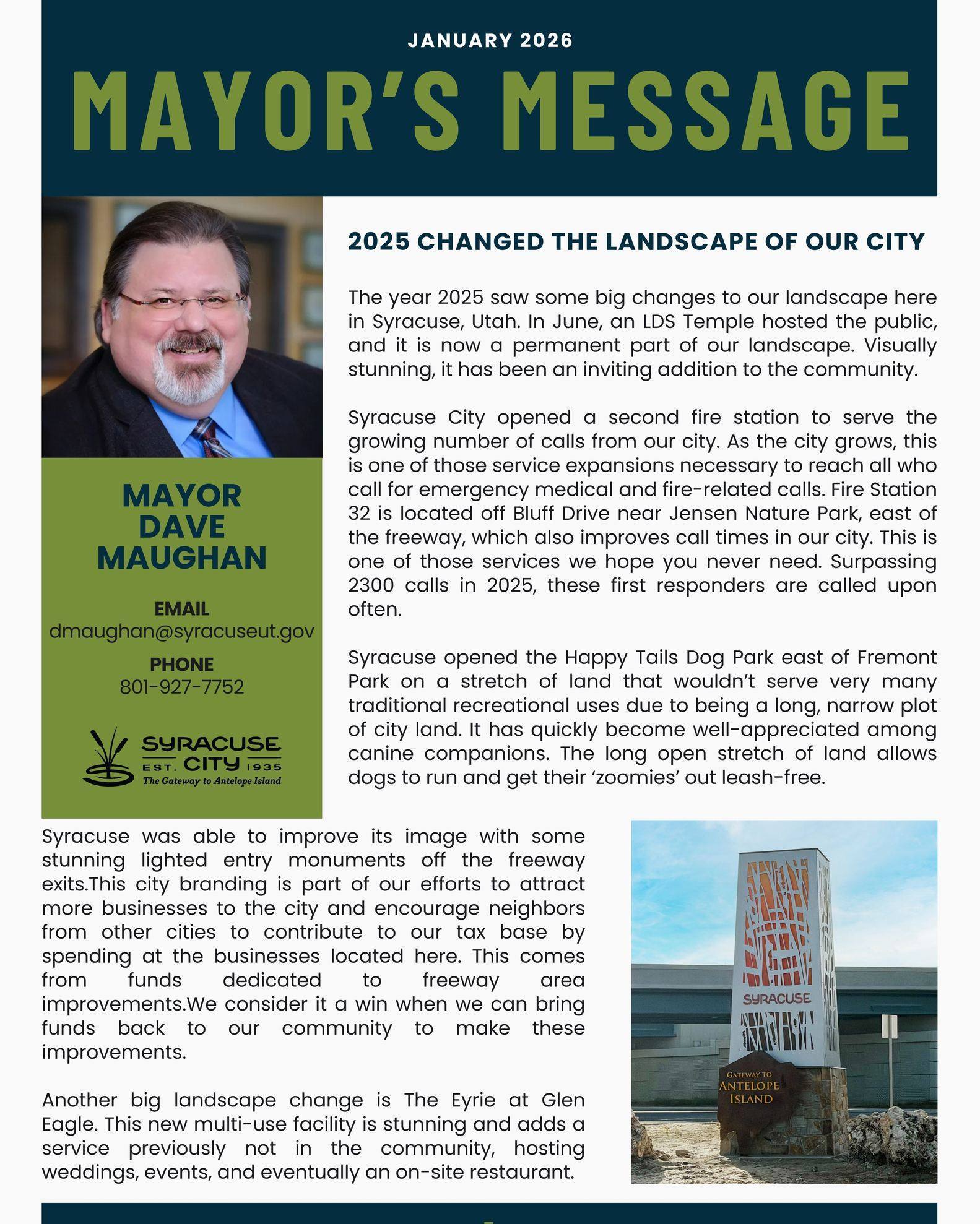 The Mayor’s Message for this month... - Syracuse City, Utah | Facebook