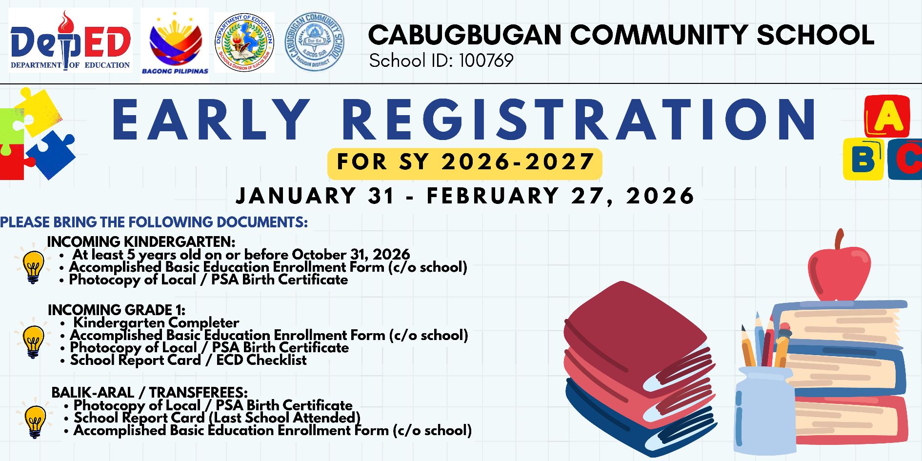 DepEd - Early Registration for School Year 2026- 2027 will start on ...