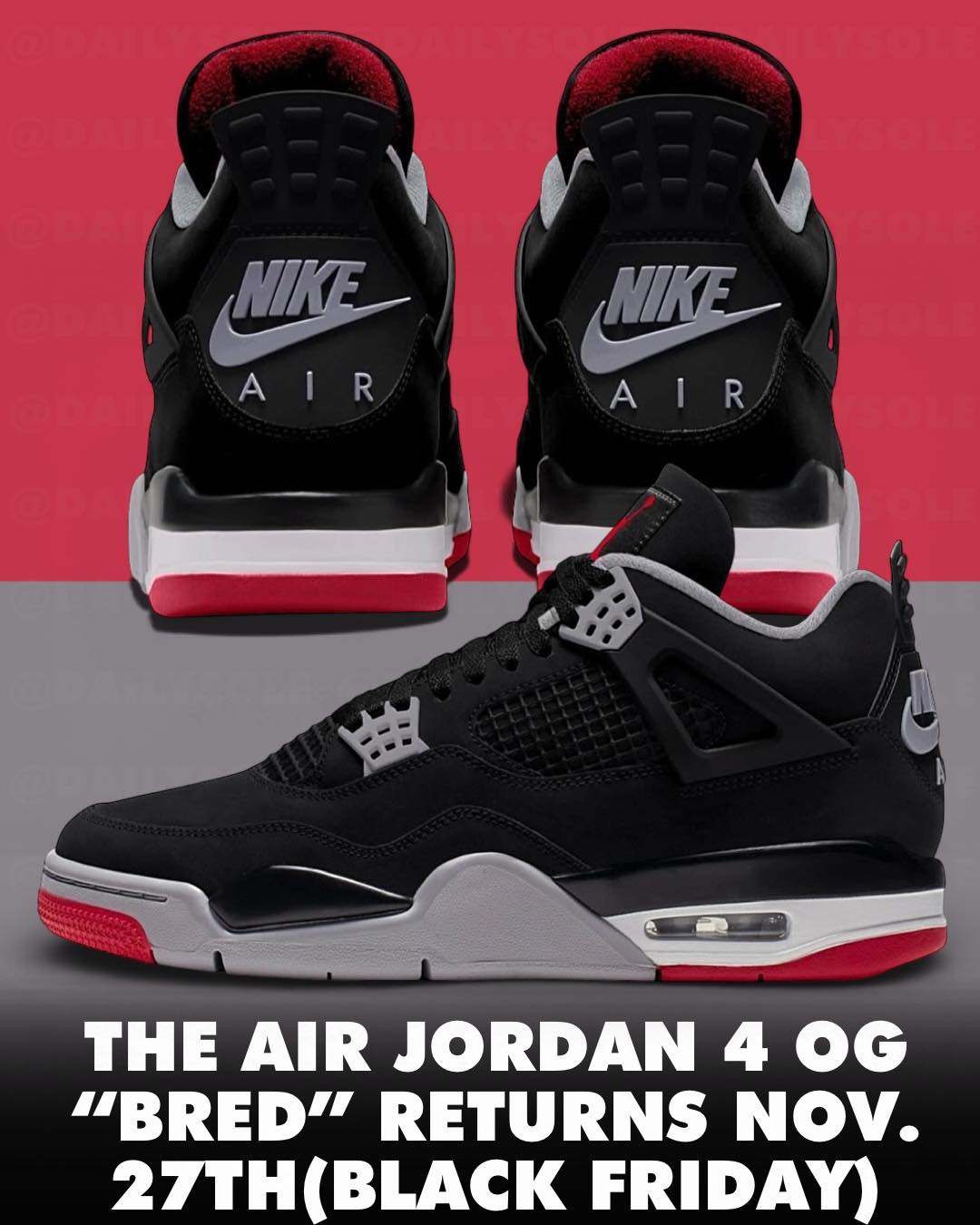 NIKE AIR JORDAN 4 BRED OG ブレッド ファイヤーレッド The Air Jordan 4 OG “Bred” returns Black Friday.