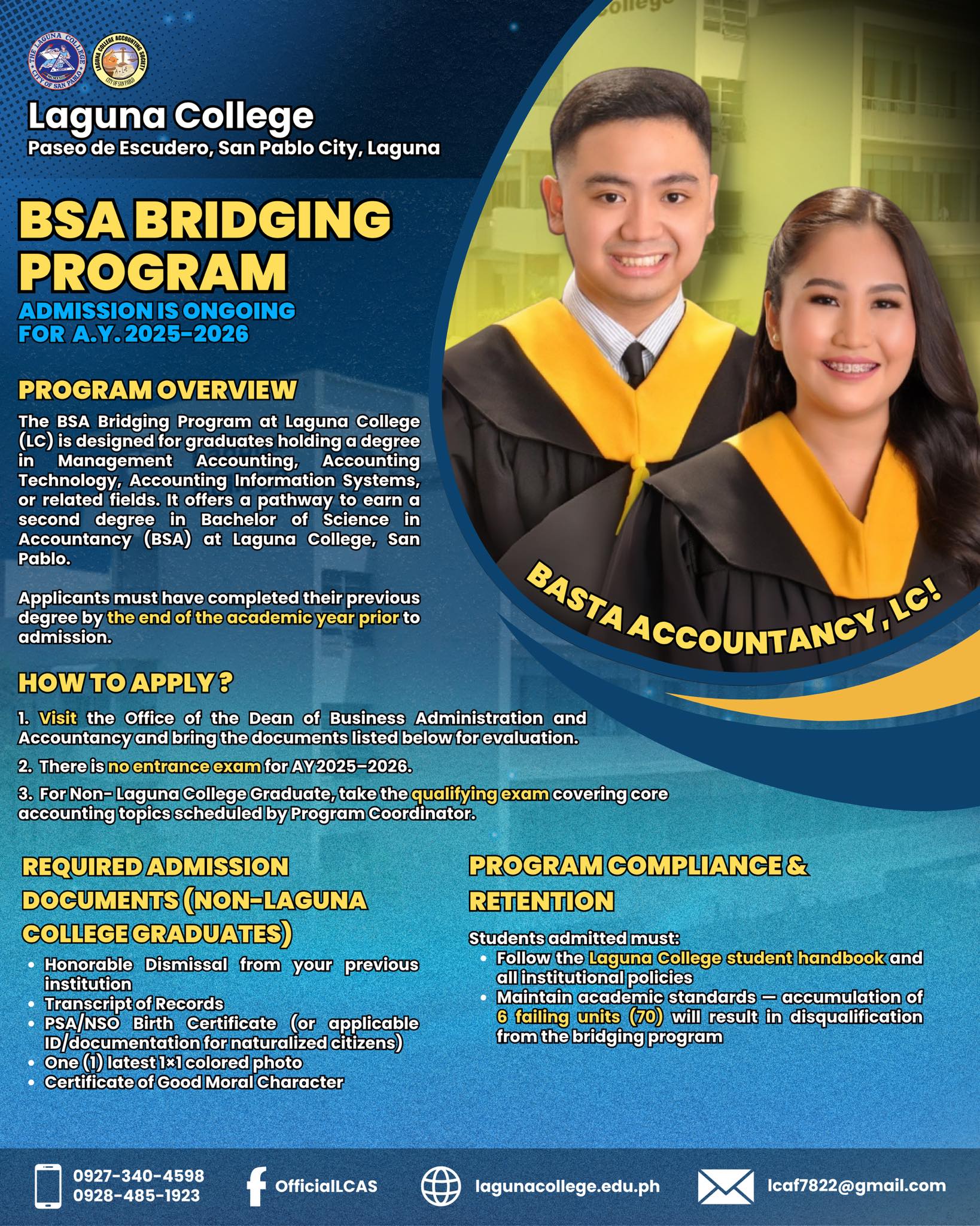 Laguna - 🔵 𝗕𝗦𝗔 𝗕𝗿𝗶𝗱𝗴𝗶𝗻𝗴 𝗣𝗿𝗼𝗴𝗿𝗮𝗺 — 𝗟𝗮𝗴𝘂𝗻𝗮 𝗖𝗼𝗹𝗹𝗲𝗴𝗲 𝙔𝙤𝙪𝙧 𝙨𝙚𝙘𝙤𝙣𝙙 𝙘𝙝𝙖𝙣𝙘𝙚 𝙖𝙩 ...