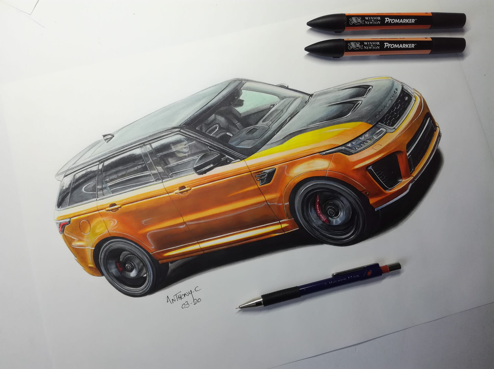 Anthony Caillon Art - FINISHED ! The Land Rover Ranger Rover SVR drawn ...