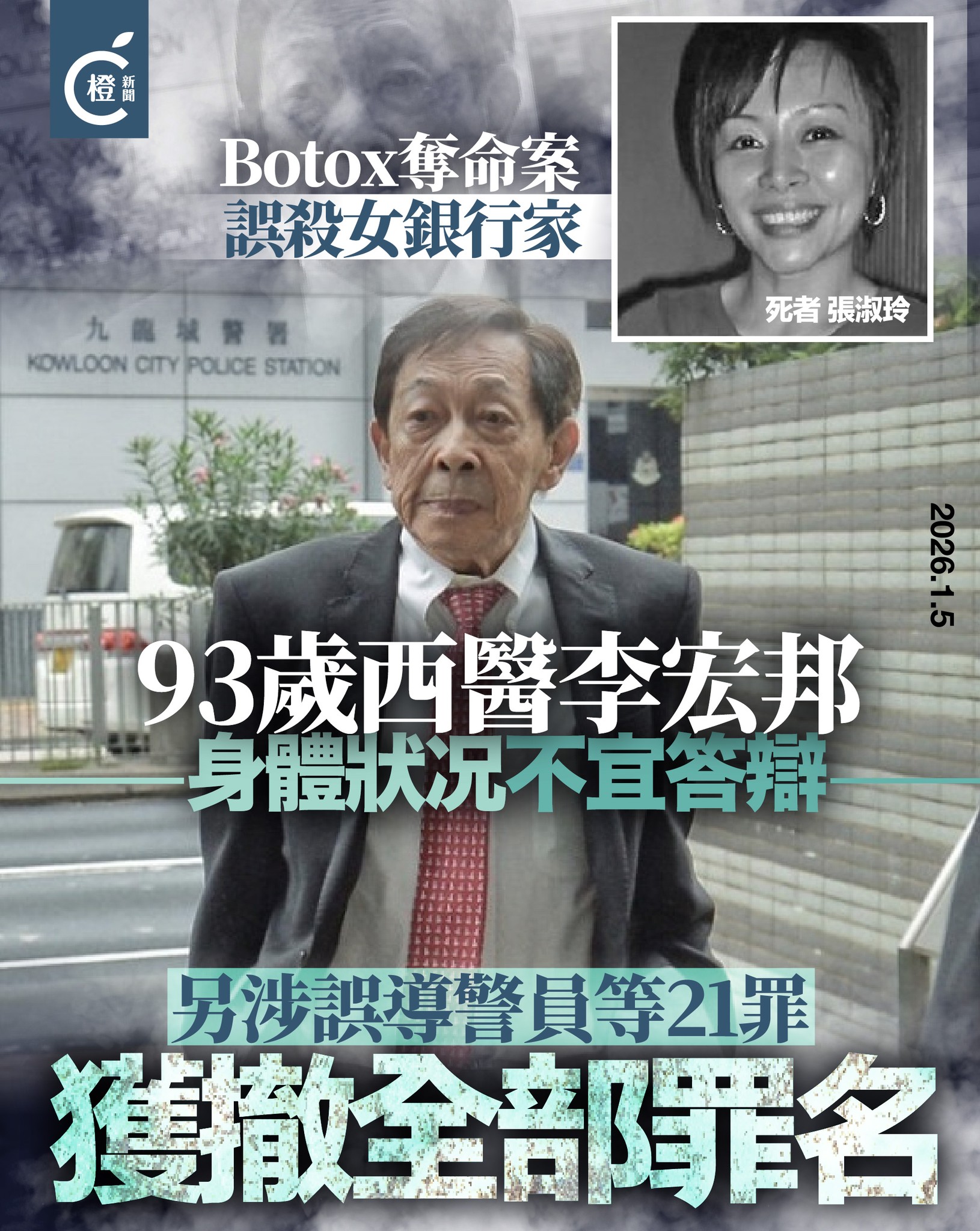 橙新聞 - 西醫李宏邦因Botox奪命案被控誤殺，由於他患有失智症及嚴重認知障礙症，日前獲判無條件釋放。 #Botox #奪命案 #西醫 ...