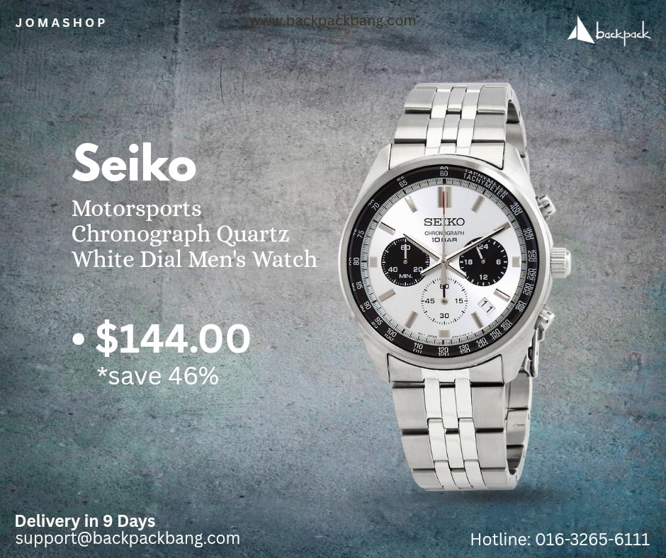 Backpack - Seiko Motorsports Chronograph Quartz White Dial Men's Watch ...