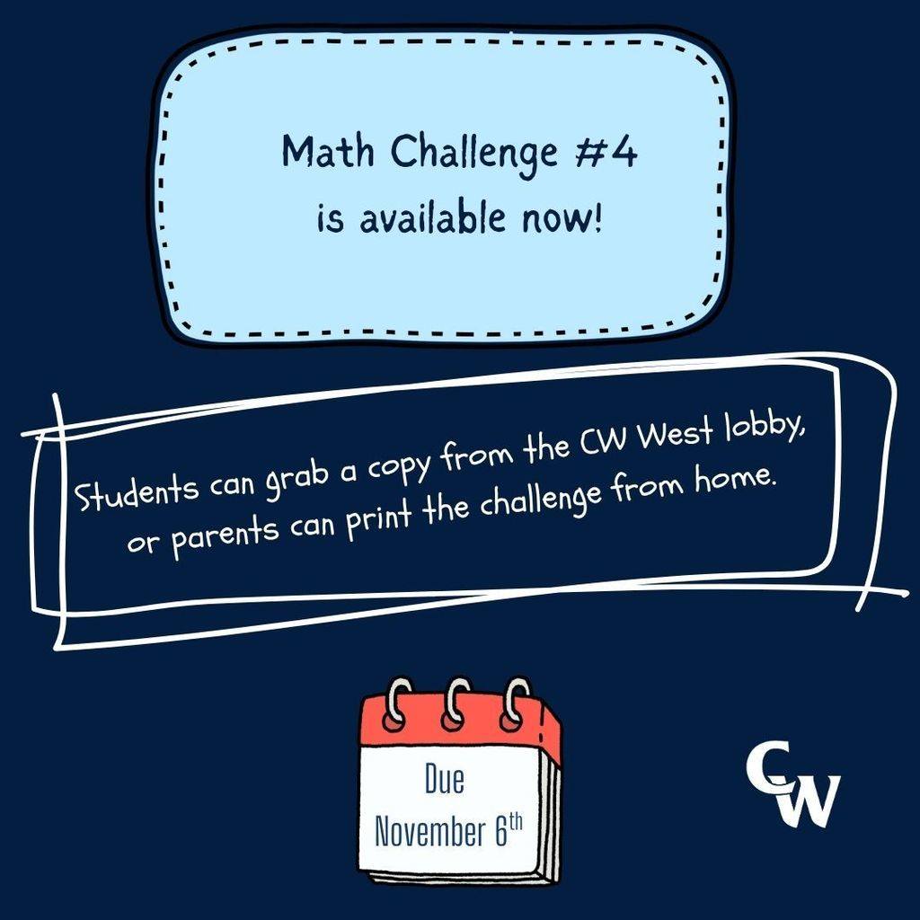 🎉 Math Challenge #4 is Out... - Conrad Weiser West Elementary | Facebook