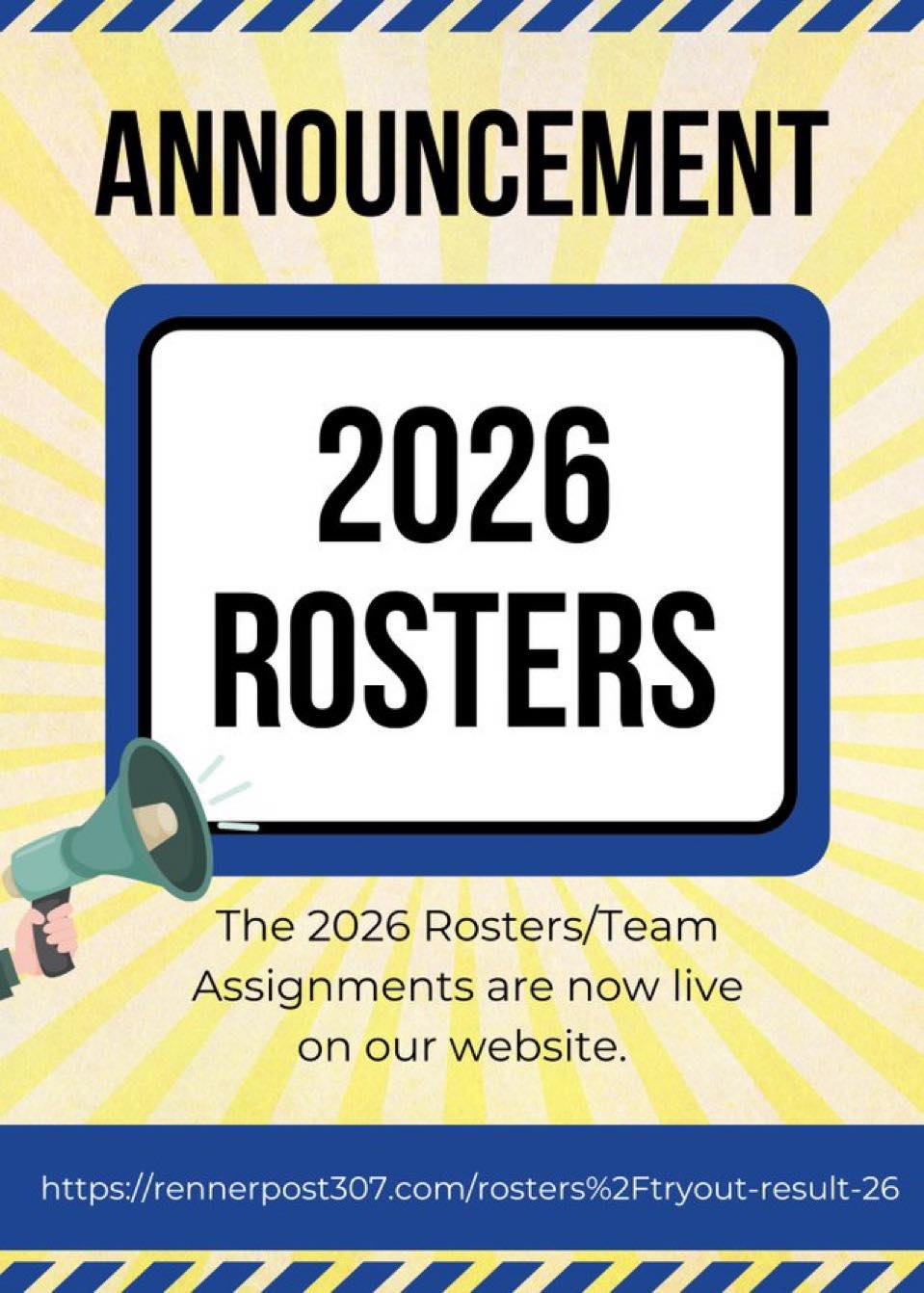 POST - Rosters for the 2026 season are posted https://rennerpost307.com ...