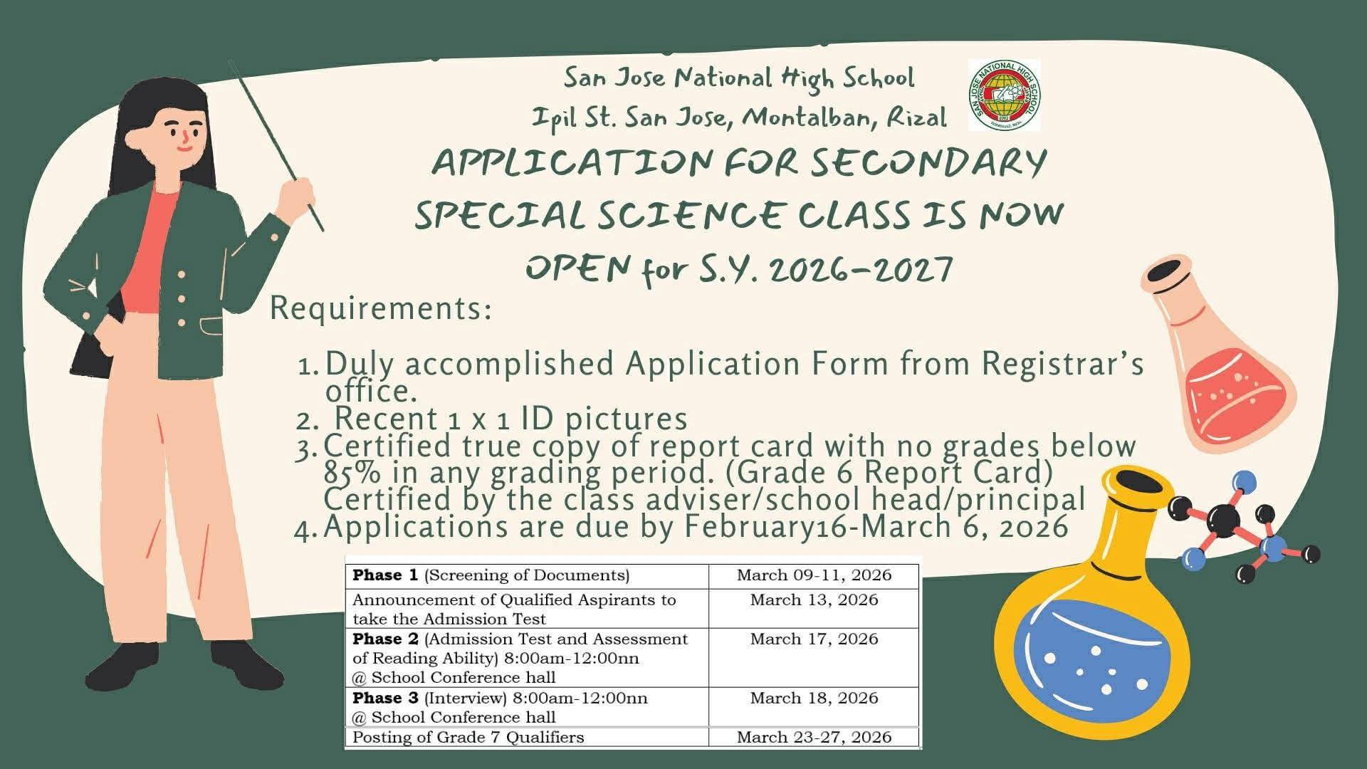 Deped - Application for Secondary Special Science Class is now open for ...
