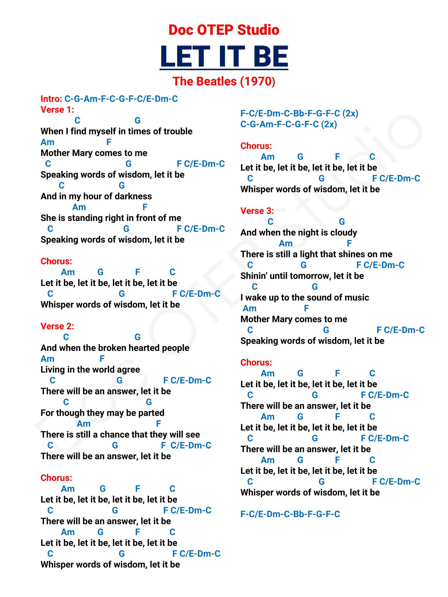 let it be lyrics