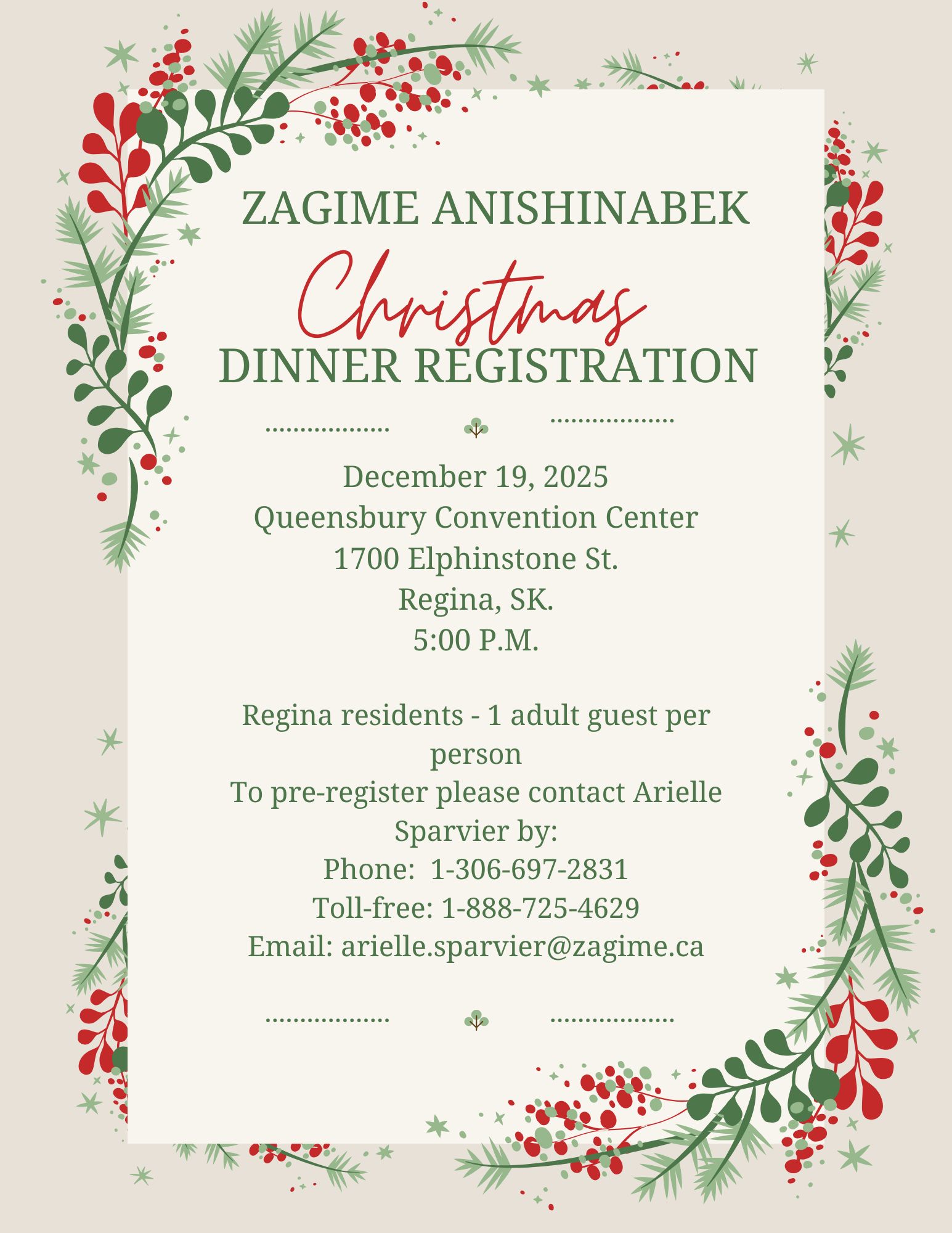 Sakimay - Pre-registration for the upcoming Regina, SK. Christmas ...