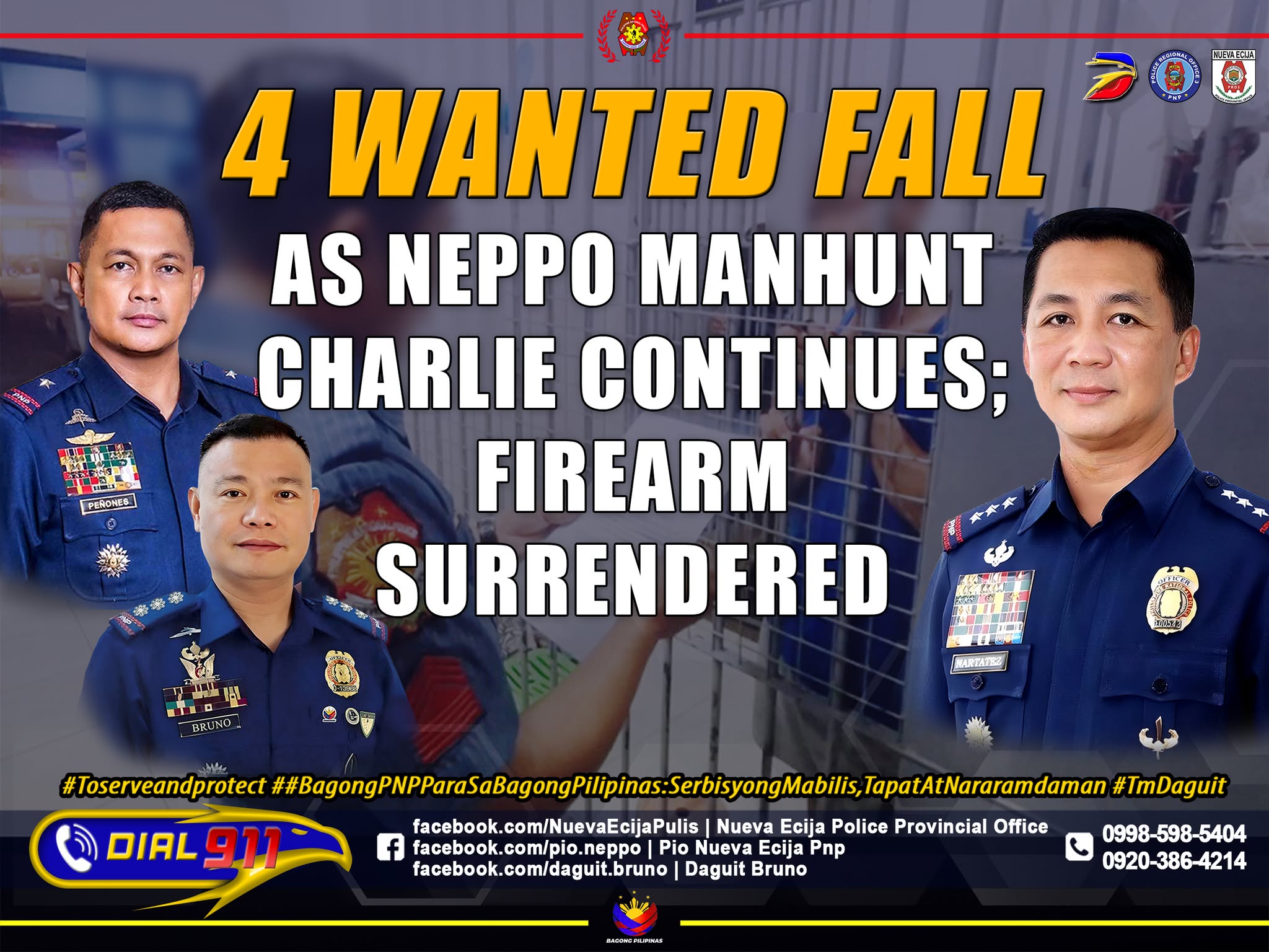 Nueva - 4 WANTED FALL AS NEPPO MANHUNT CHARLIE CONTINUES; FIREARM ...