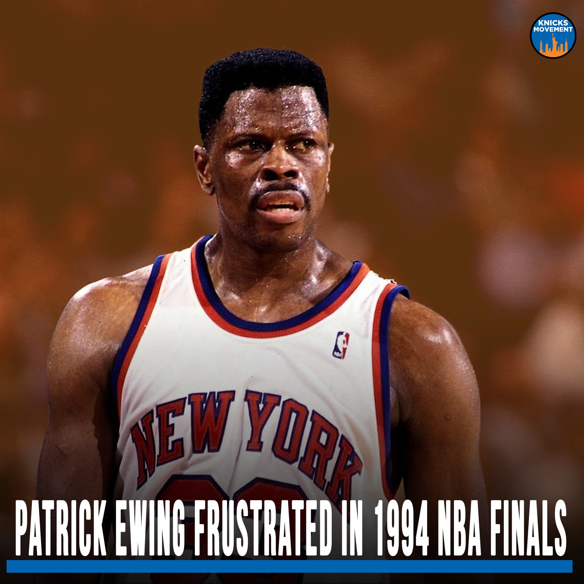 Patrick Ewing of the Knicks looks on in frustration during Game 4 