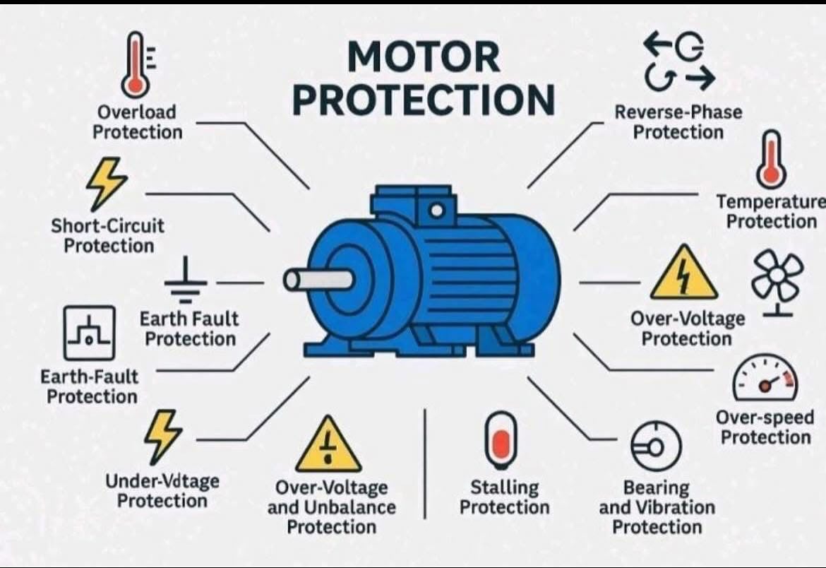 Electrical - 🔒 Types of Motor Protection ⚡🌀 🛡️ 1. Overload Protection 🔥 ...