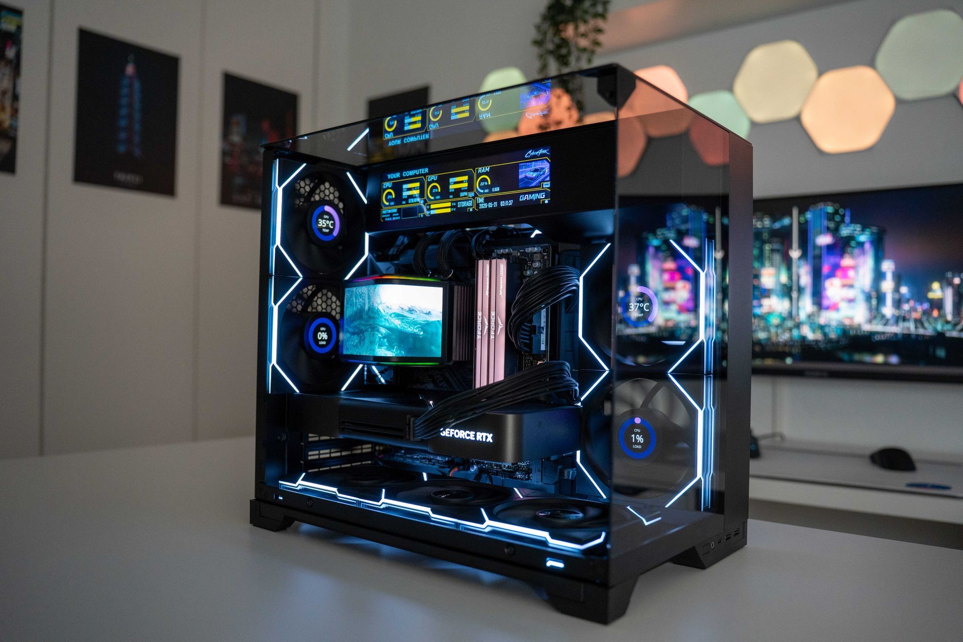 Lian Li case with custom 9800x3d and 5090 frostbite cooling