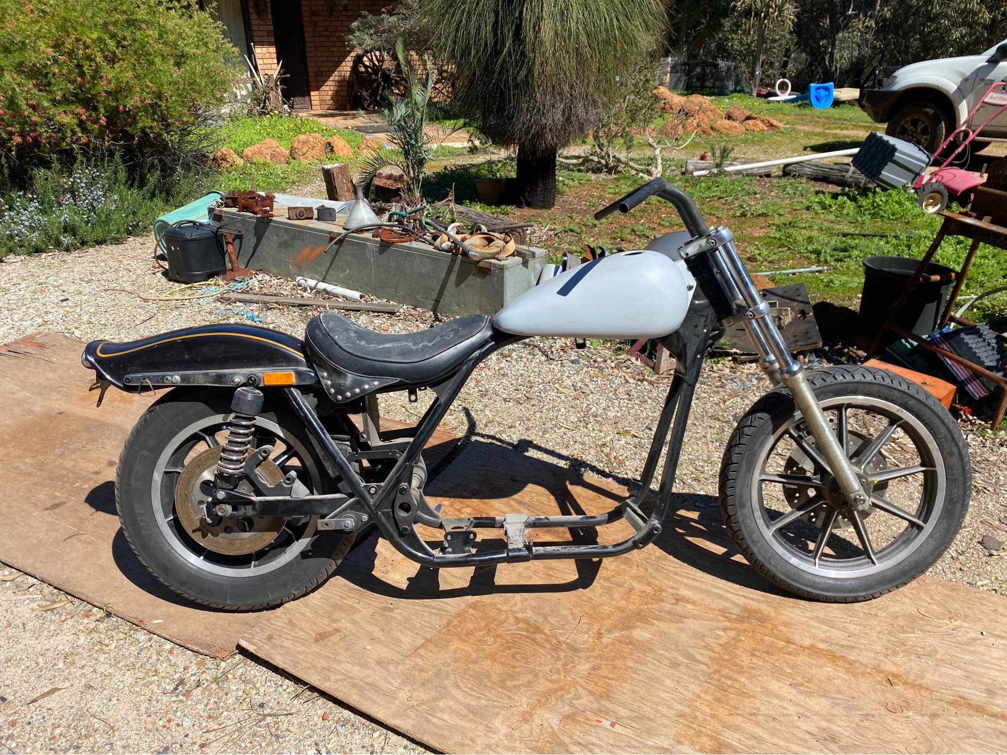 Customized 82 FXR bike with shovelhead engine