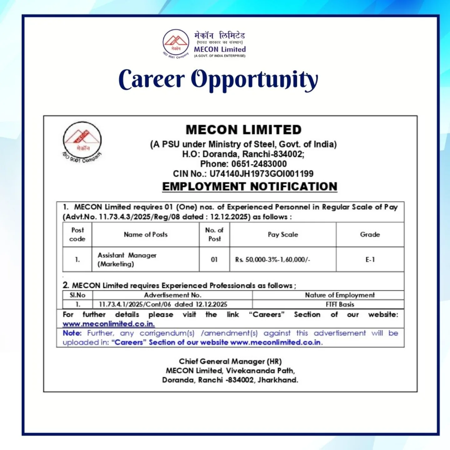 MECON Limited | Ranchi