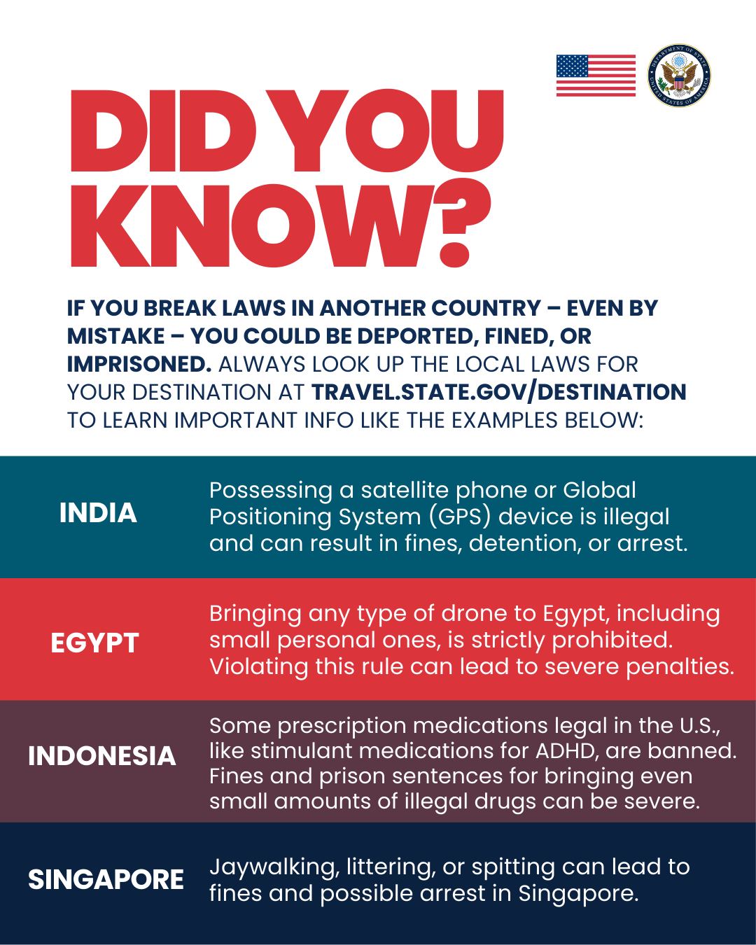 U.S. - You can be arrested abroad for breaking local laws, even if it ...