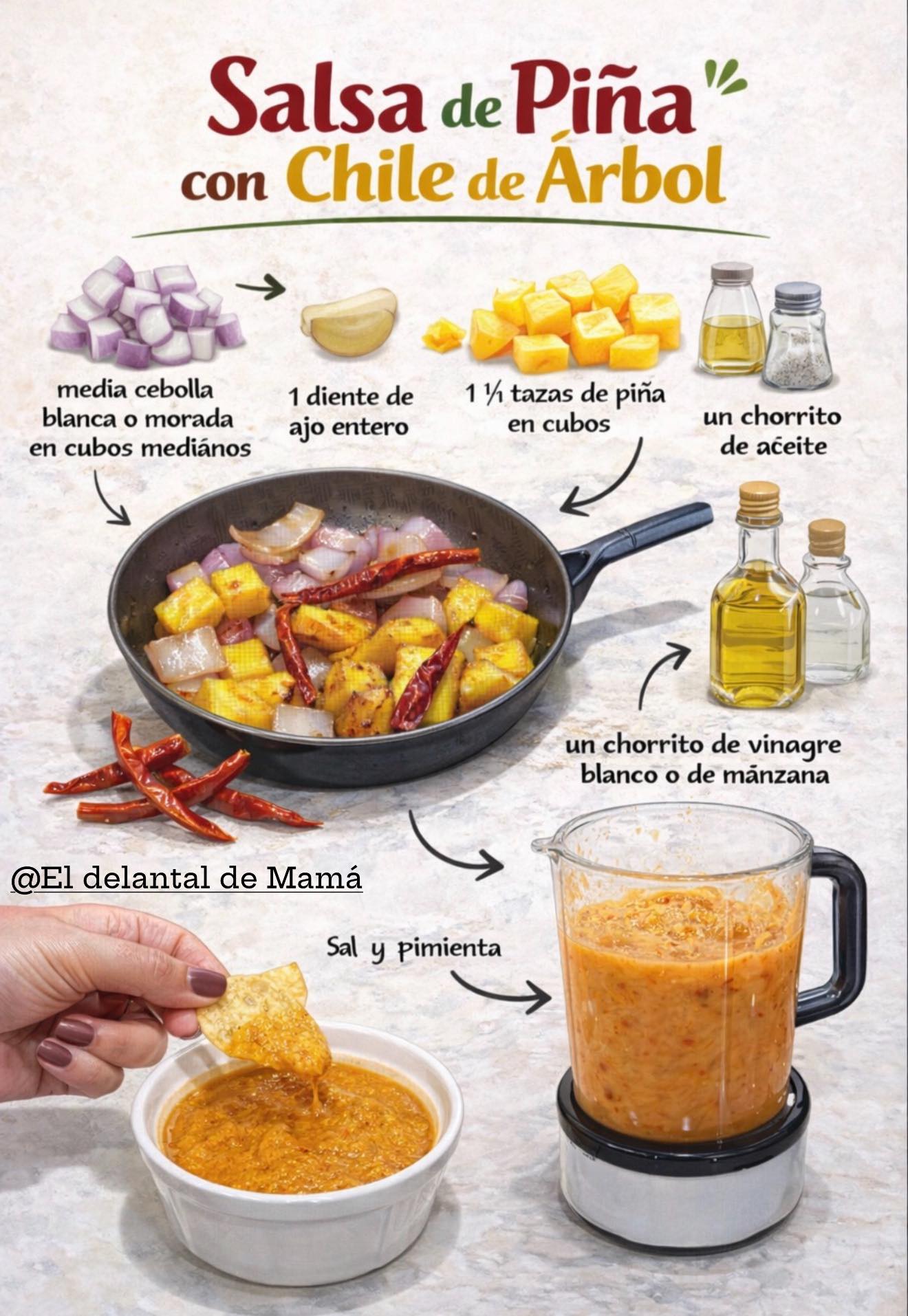 Salsa de Piña y Chile de Árbol 🍍🌶️🤤💯... - El delantal de Mamá | Facebook