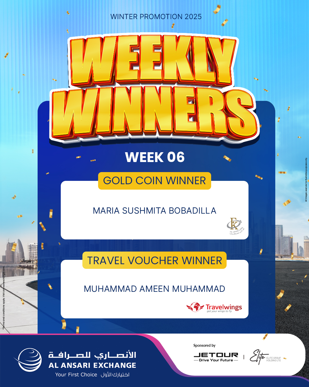 Al - Congratulations to the weekly winners of the Gold Coin and ...