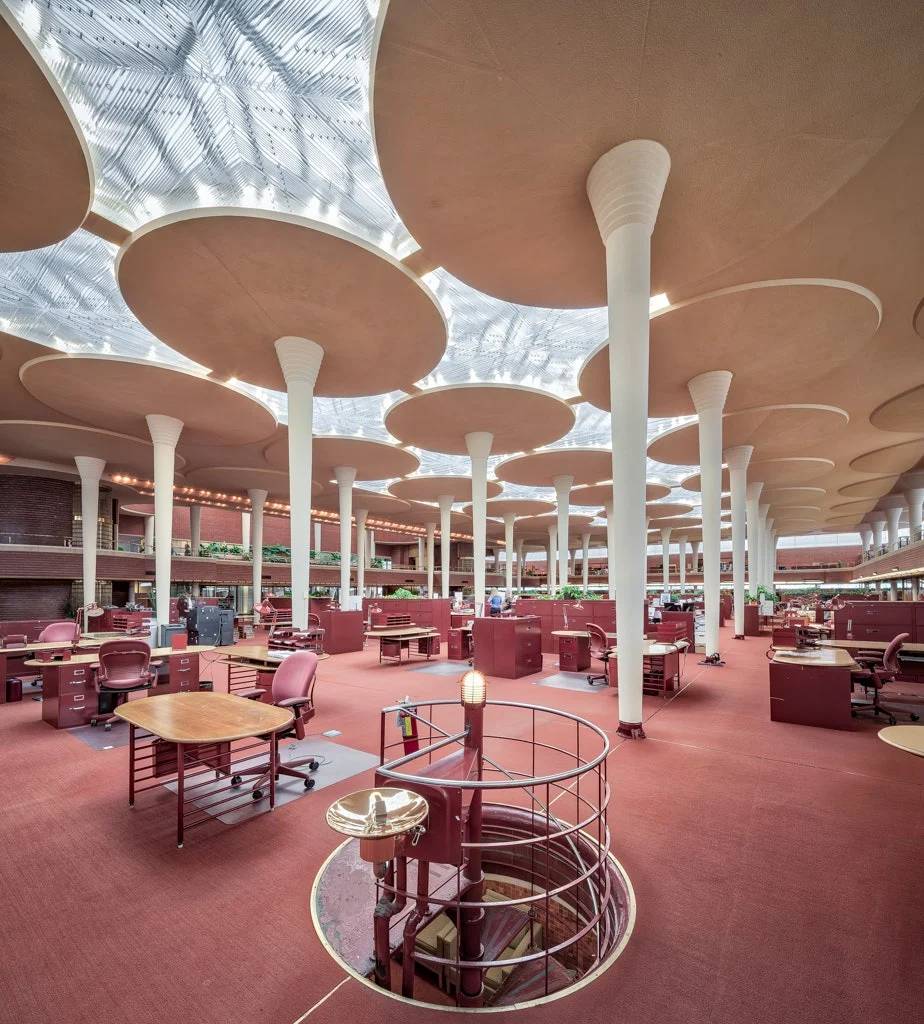 The Great Workroom in Frank Lloyd Wright's S.C. Johnson & Son