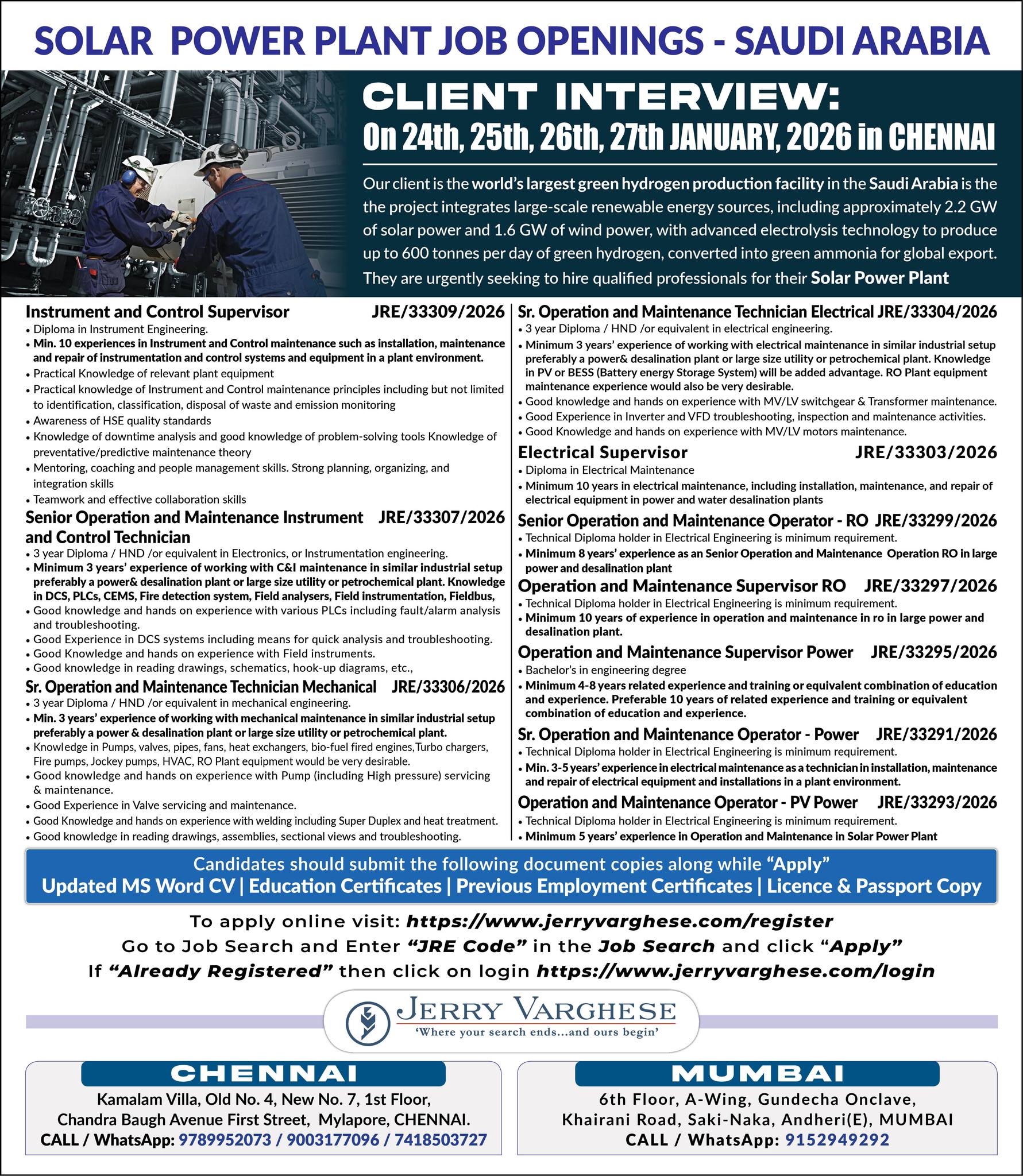 Jerry - Solar Power Plant - Jobs Opening - Saudi Arabia | For a world's ...