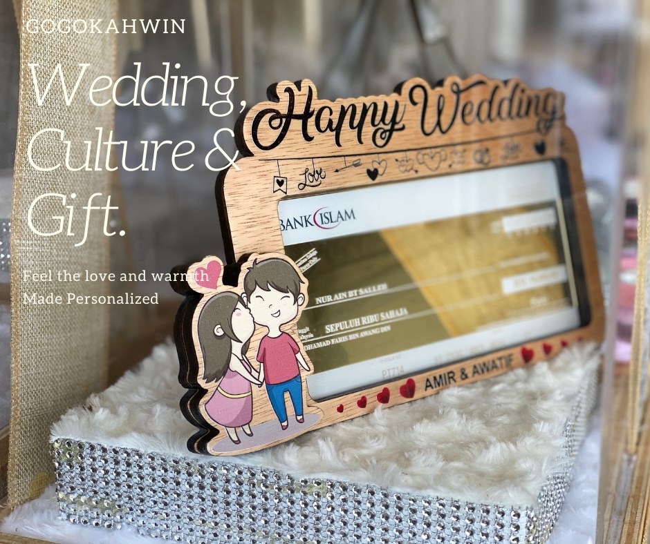 Gogokahwin - Custom Wooden Cheque Frame with Cover...