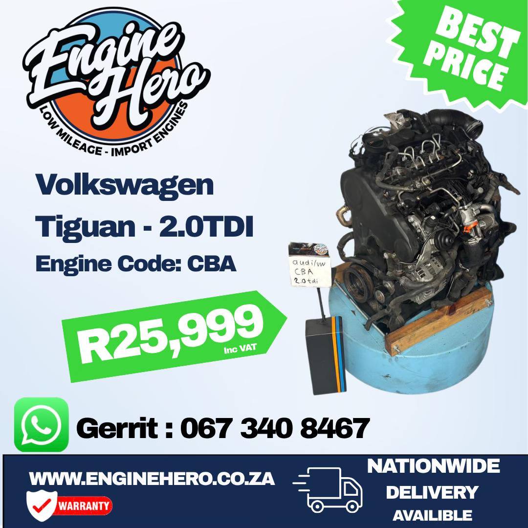 Engine - 🚙 VW Tiguan 2.0L Tdi - CBA Engine – R25,999 Incl. vat Engine ...