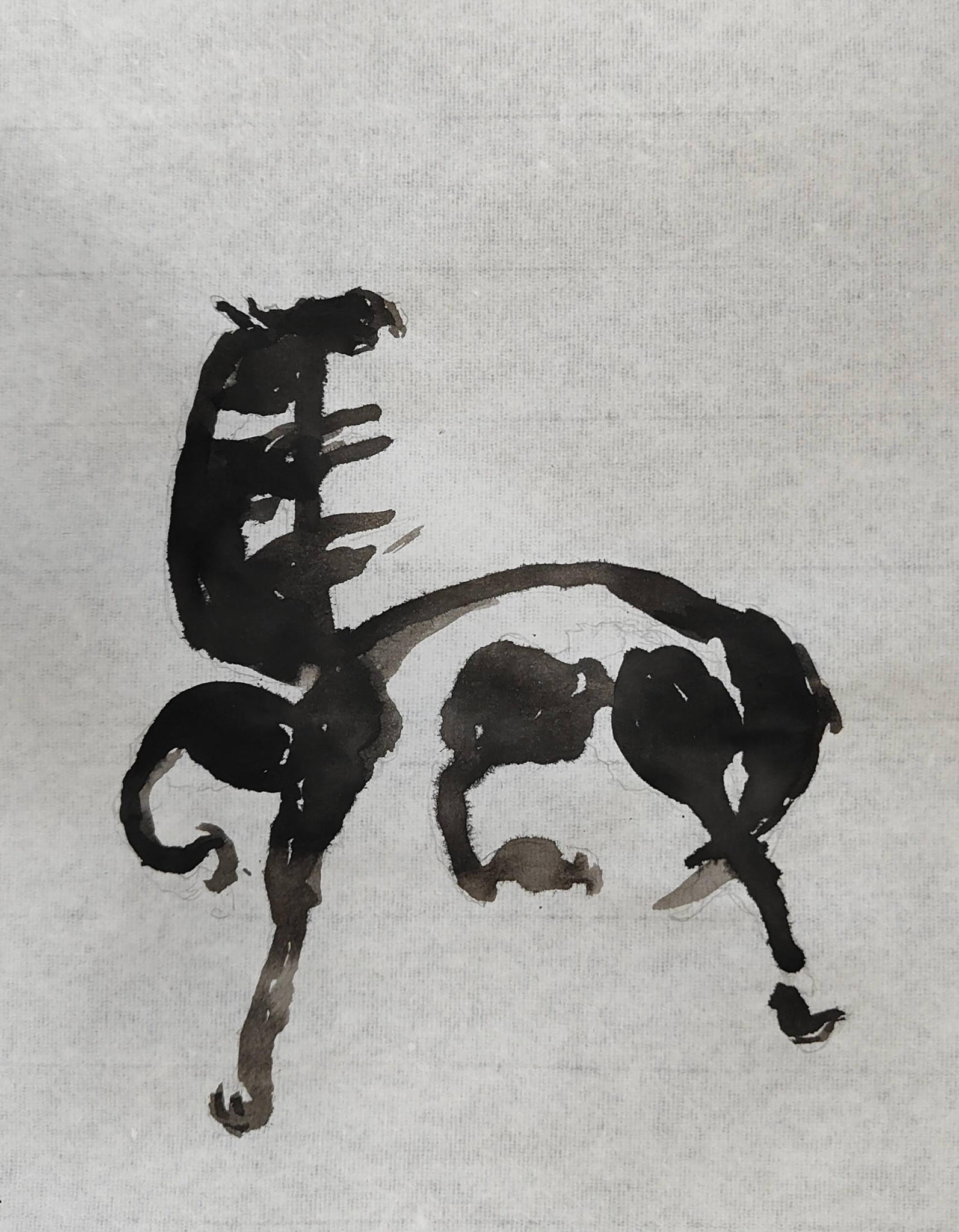 水墨画講座が始まる前に今日の絵は何か当て合いをしたそうで馬を当てた