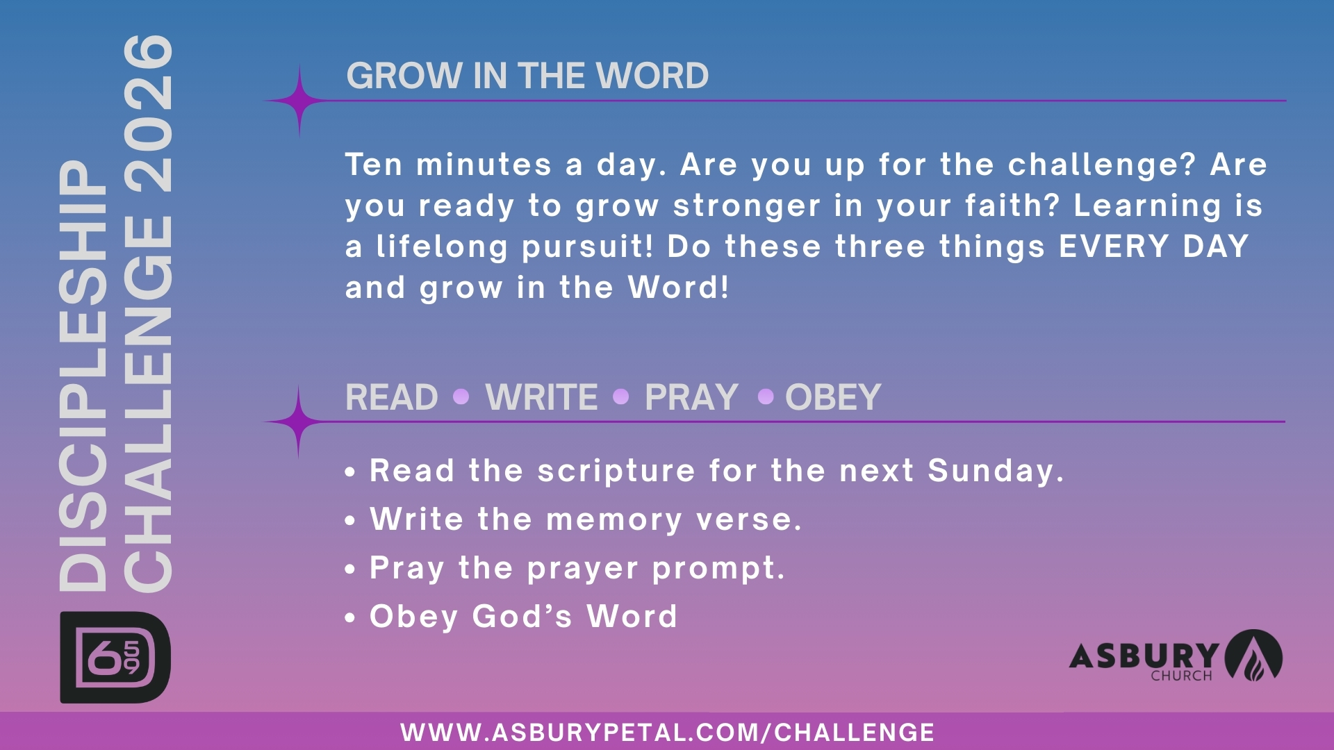 Asbury Church - Here is our 2026 Discipleship Challenge!... | Facebook