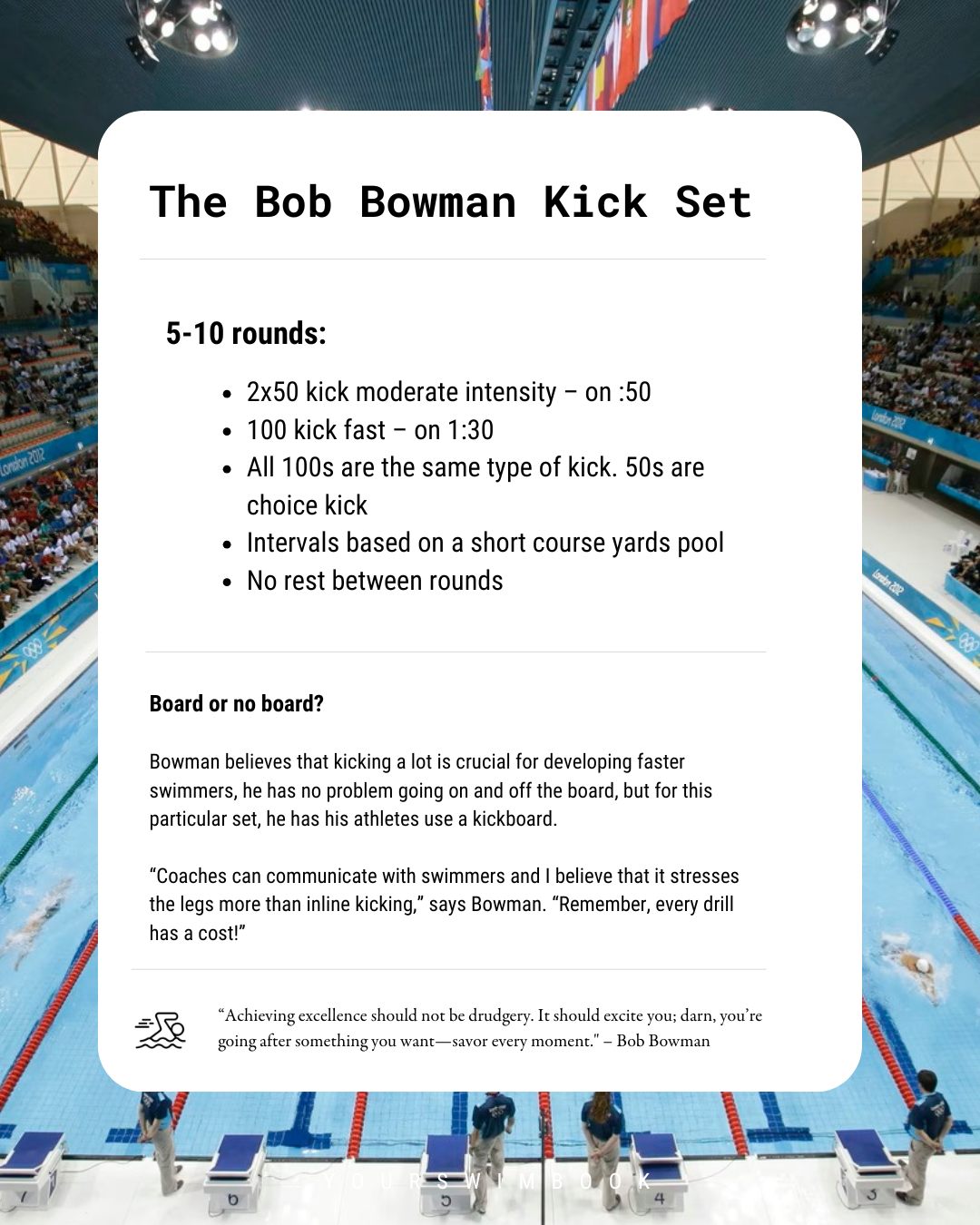 YourSwimBook.com - The Bob Bowman Kick Set 👇 One of the favorite kick ...
