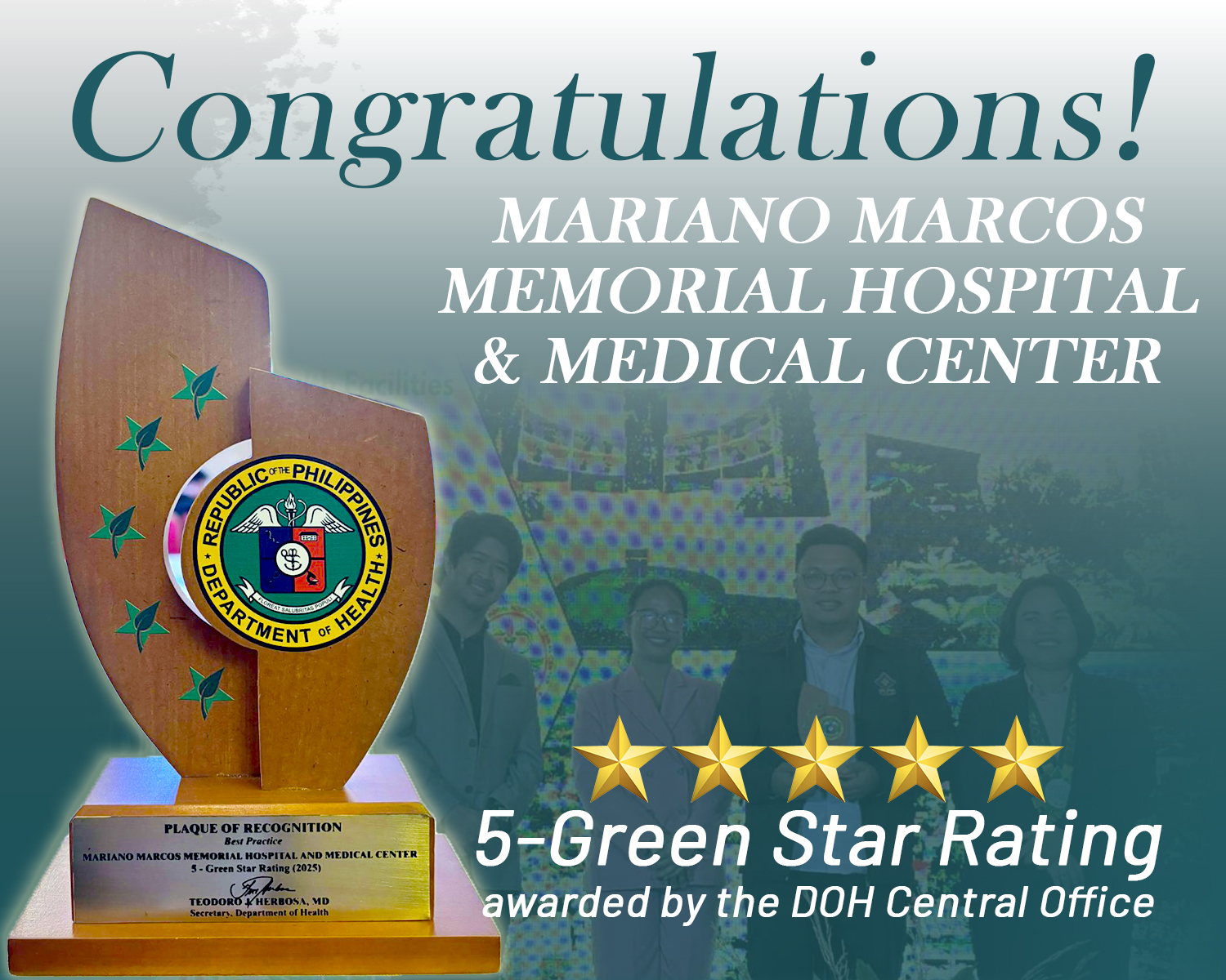 Mariano - MMMHMC IS AWARDED THE 5-GREEN STAR RATING (GREEN AND SAFE ...