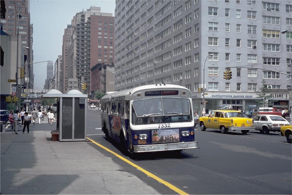 1974 Flxible New Look bus on M16 route in Manhattan