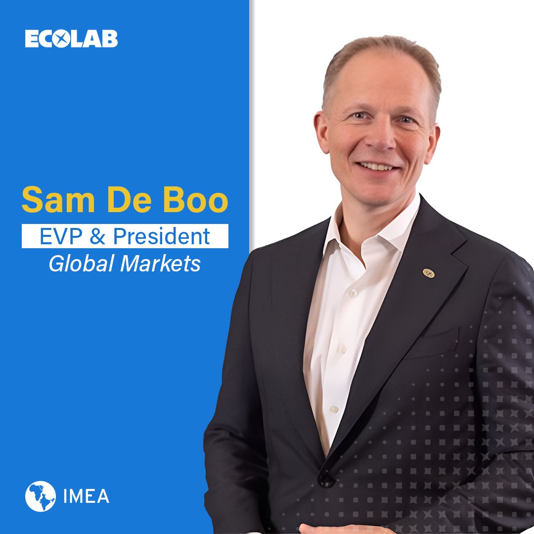 Ecolab - We are excited to announce that Sam De Boo, EVP &... | Facebook