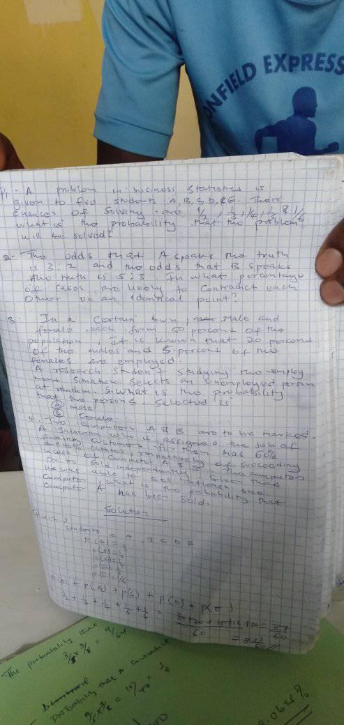 1. A problem in business statistics is given to five student