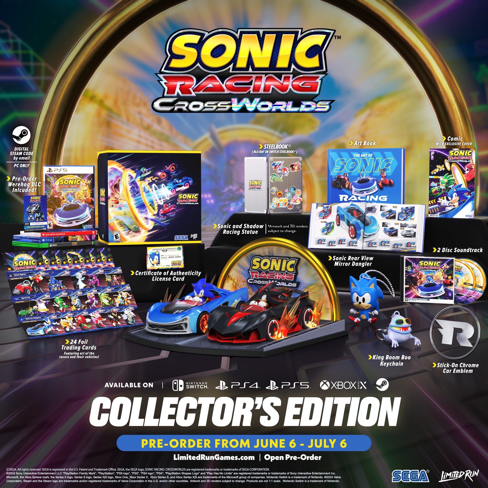 Sonic Racing CrossWorlds pre-order bonus items for Nintendo Switch 2